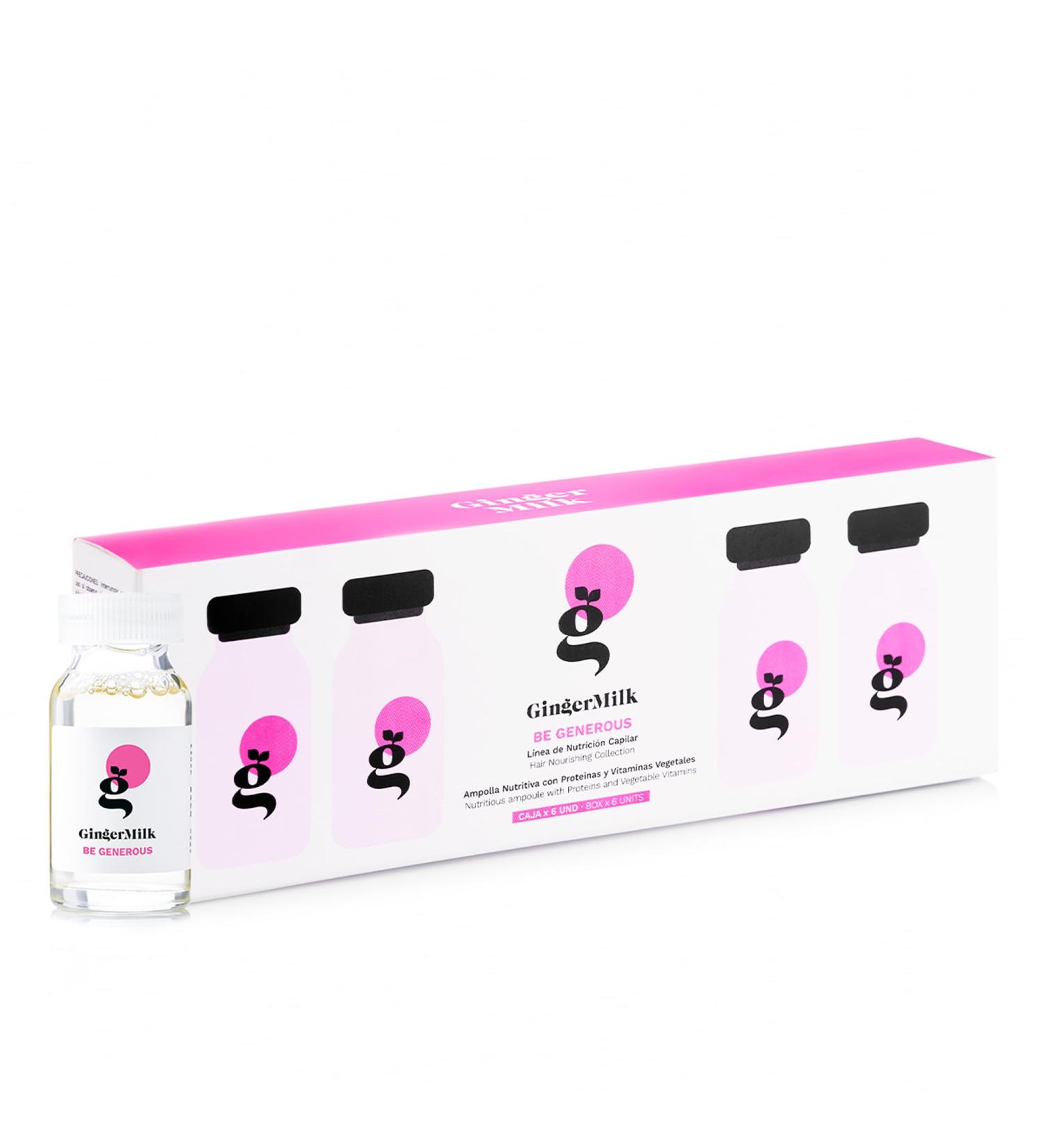 Ginger Milk Nutritive Hair Ampoule | Proteins & Pro-Vitamin B5 | 6 Pack | BE GENEROUS | International Shipping - Buy Online on GoSupps.com