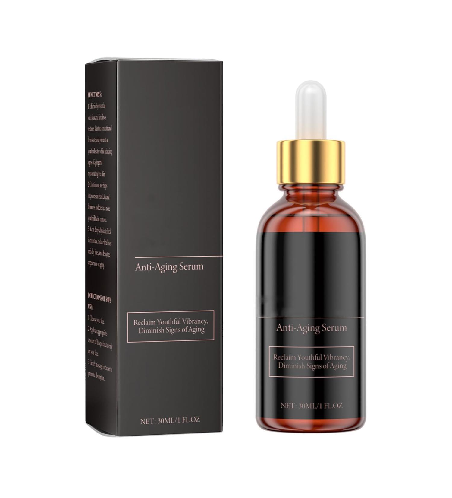 Liquid Solution Anti Aging Serum Facial Serum with Glycerin and with Peptides Reduces the Appearance of Fine Lines Boosts Collagen Production and Improves Skin Elasticity - 30ml - Buy Online on GoSupps.com