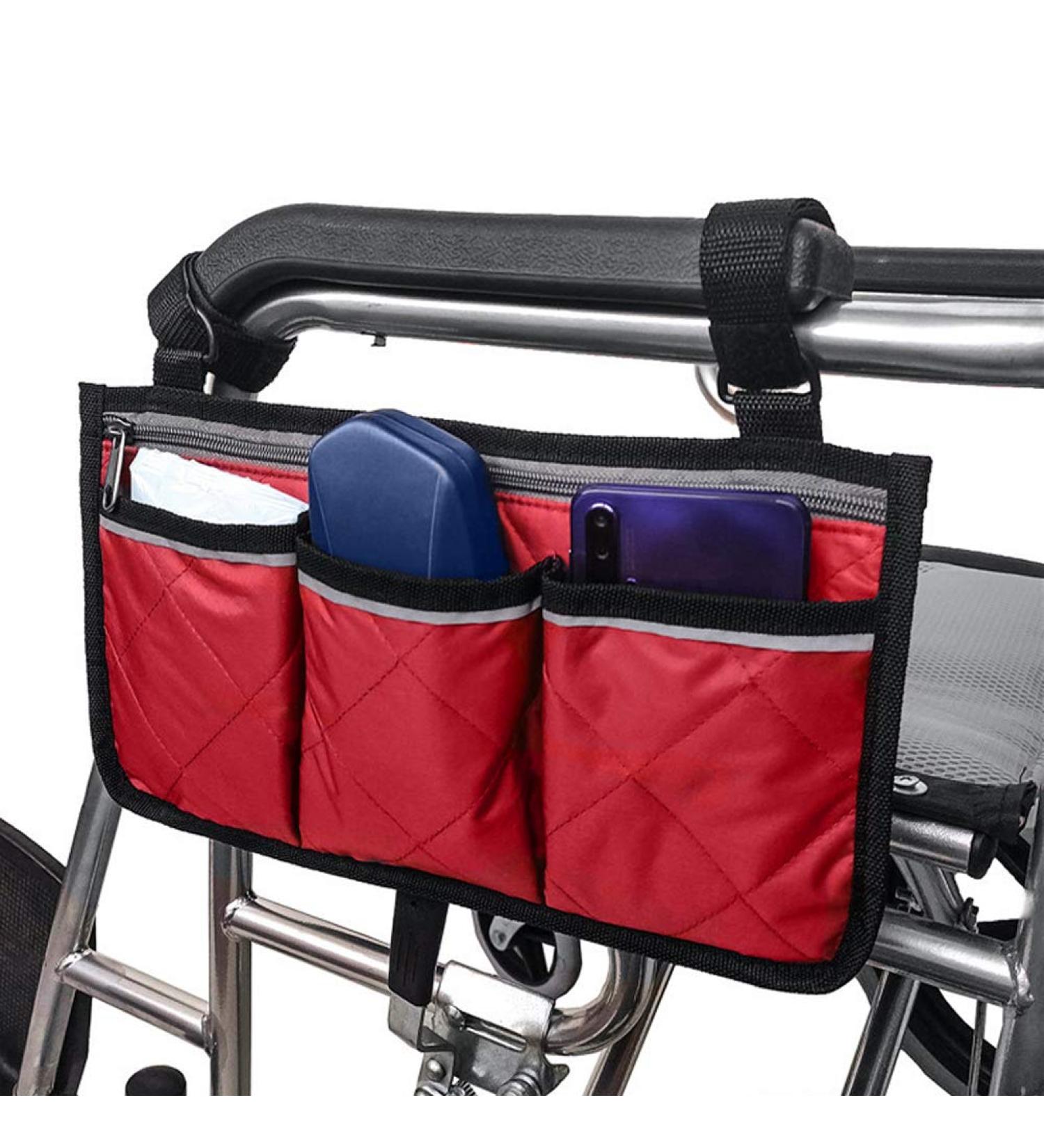 Walker Hanging Pouch 600D Oxford Cloth Black Wheelchair Side Bag Red Wine | Durable Storage Bag for Walkers and Scooters - Buy Online on GoSupps.com