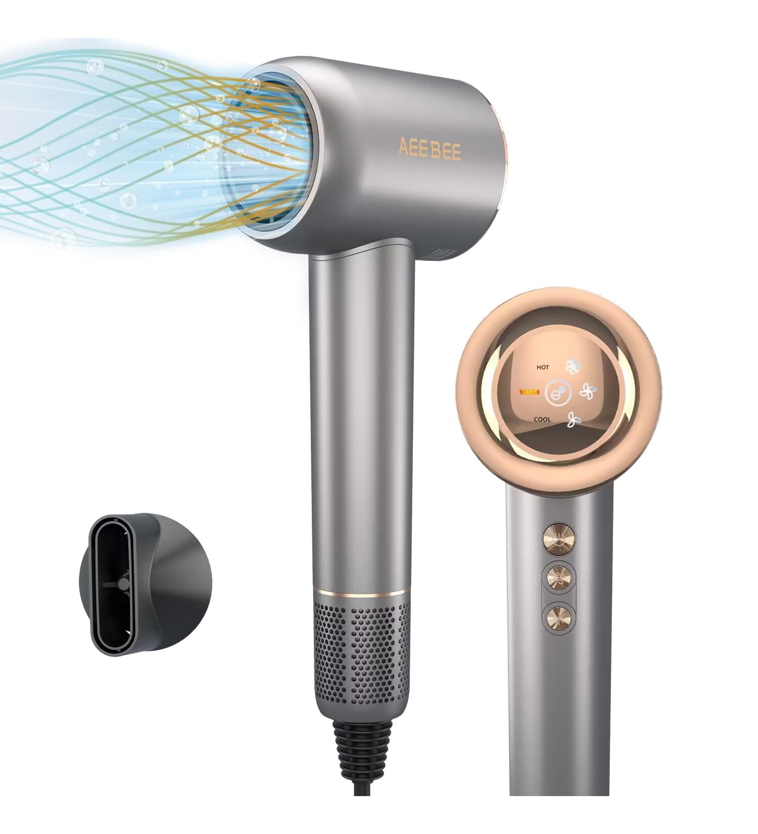 High Speed Hair Dryer | 110 000 RPM Brushless Motor | Compact & Low Noise Pro Plasma Blow Dryer with Magnetic Nozzle - Silver - Buy Online on GoSupps.com