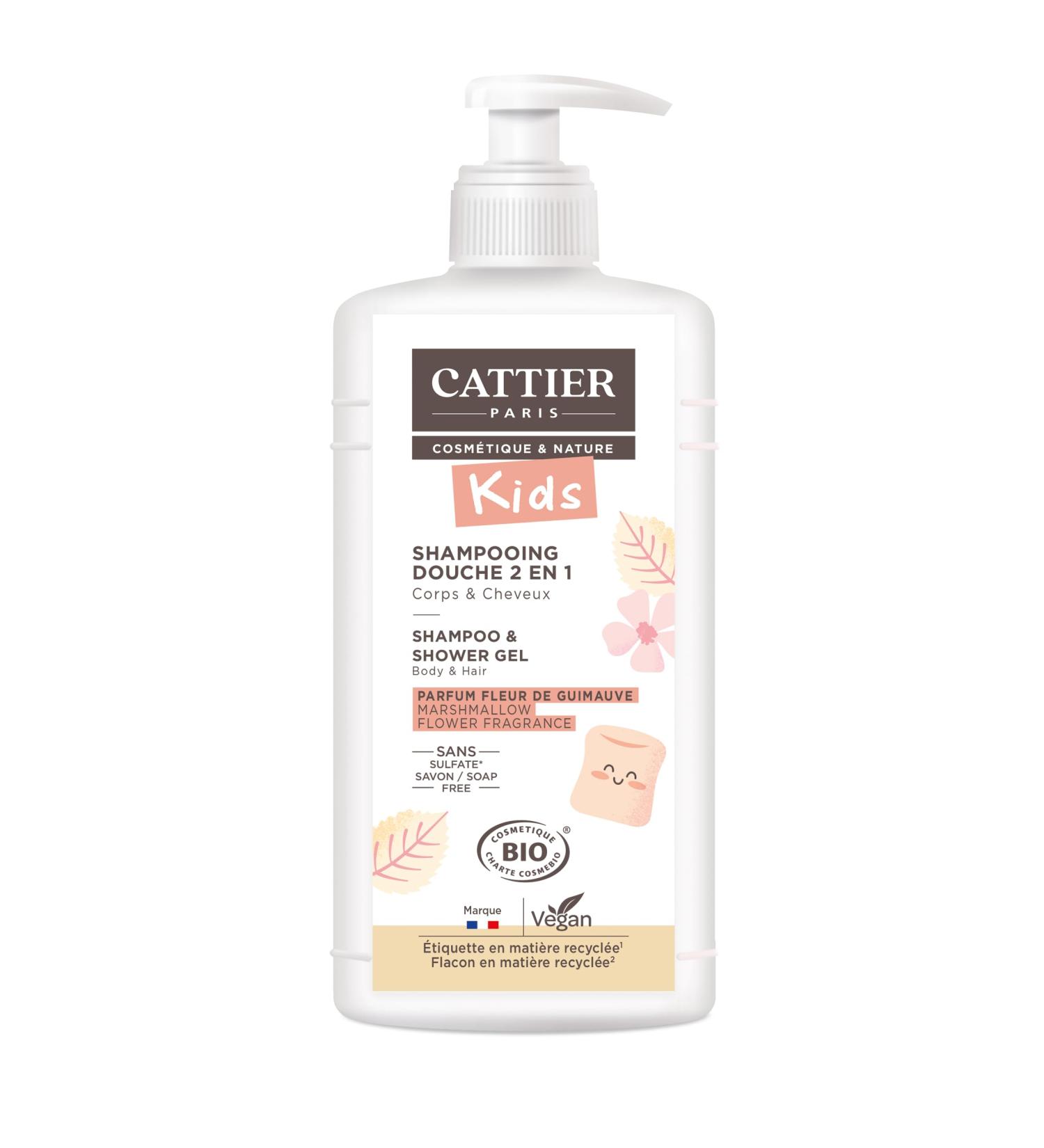 Cattier Kids - Shampoing Douche 2en1 Parfum Fleur de Guimauve Bio - 500 ml 500 ml (Lot de 1)