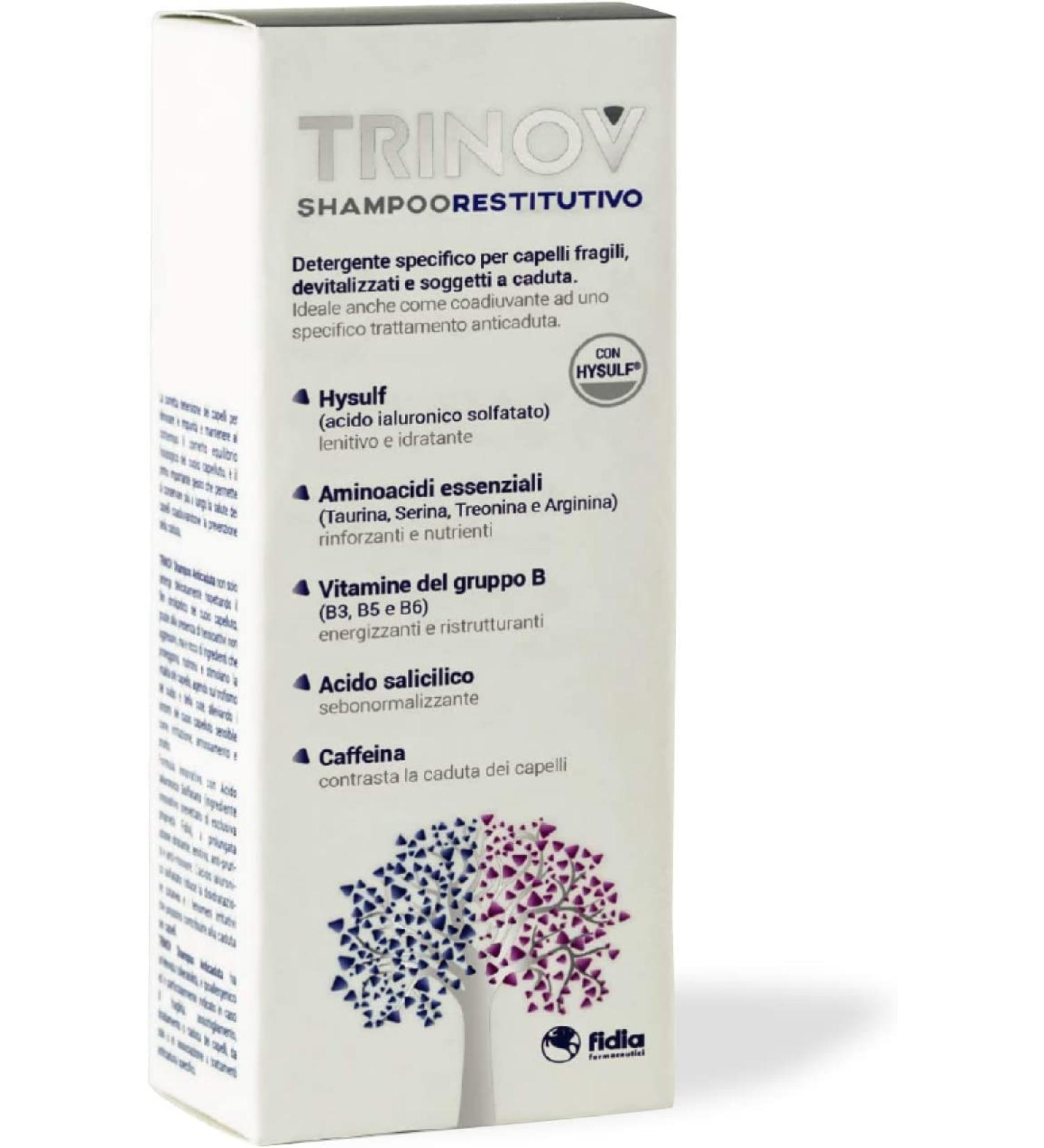 Fidia Farmaceutici Trinov Restitution shampoo cleanser for brittle inflamed and falling hair 200 ml bottle - Buy Online on GoSupps.com