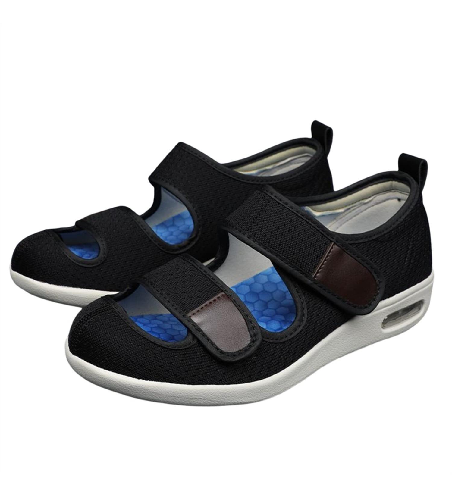 Men's Wide Fit Diabetic Shoes - Anti-Slip, Comfortable Sandals for Foot Fracture Recovery - Size 9.5, Black - Buy Online on GoSupps.com