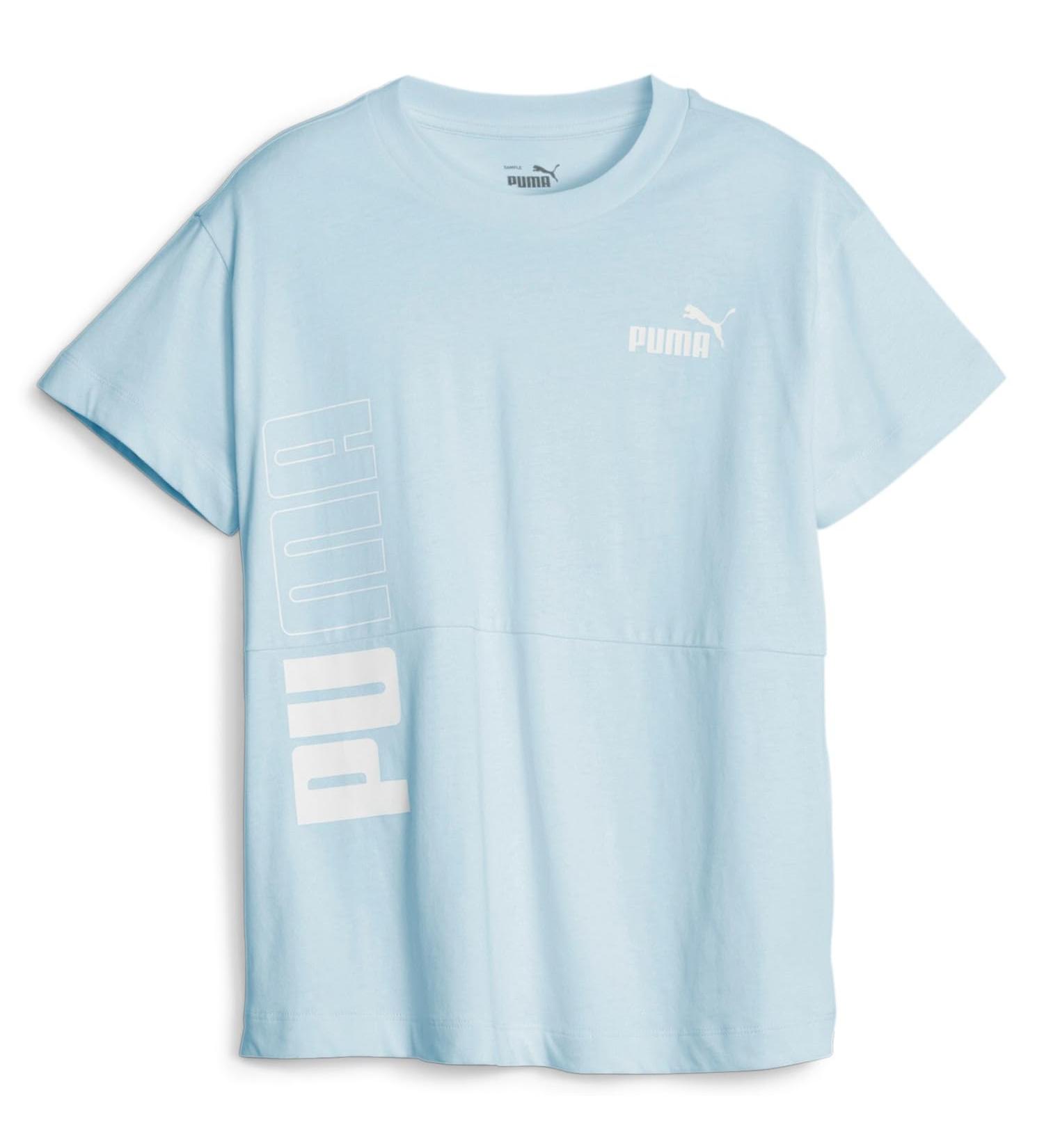 Puma Girls Power Colorblock Tee G Shirt Ice Blue