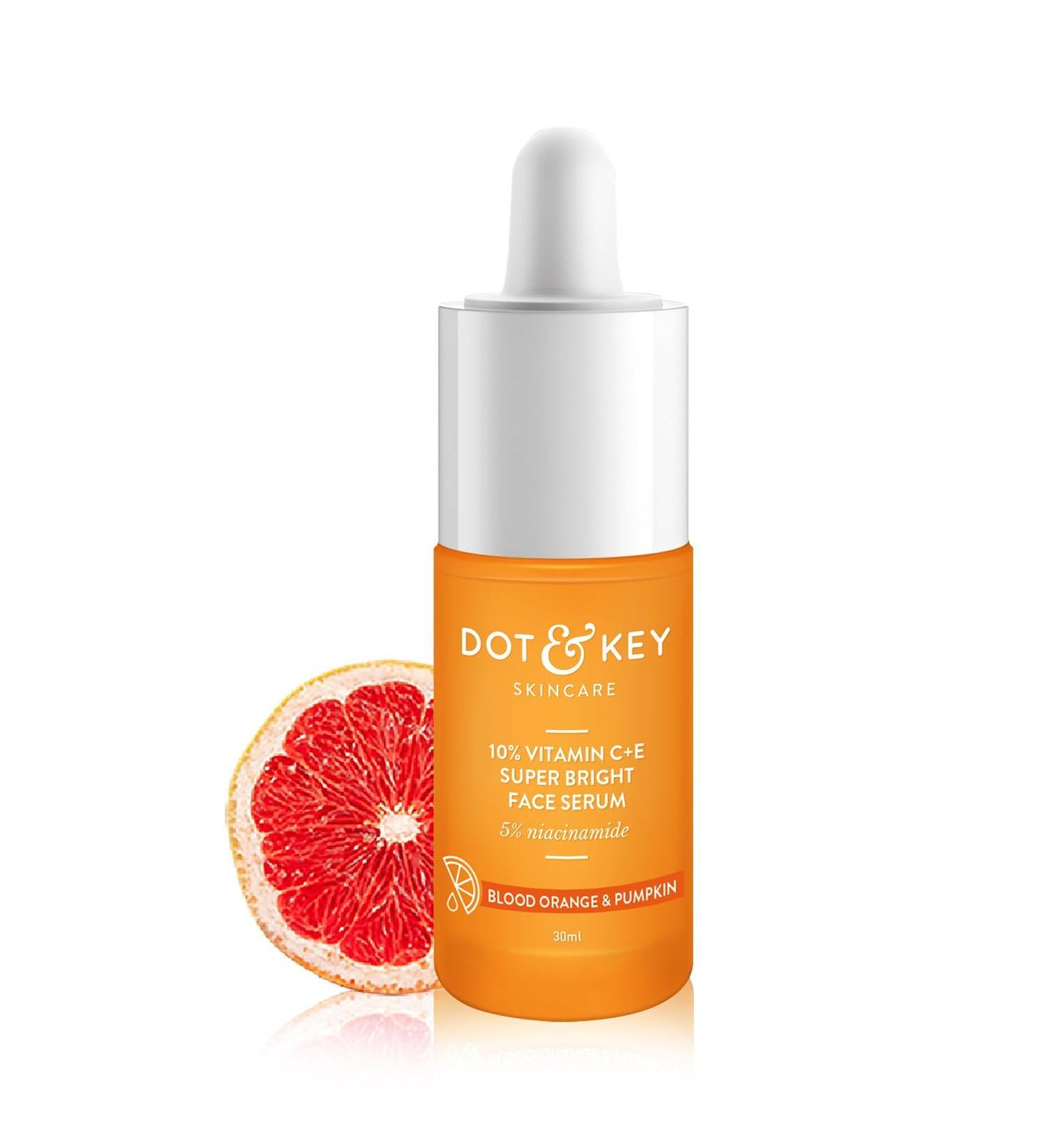 Vitamin C + E 5% Niacinamide Serum | Vitamin C Serum For Glowing Skin | Fades Dark Spots | Vit C Serum with Blood Orange & Pumpkin | For Uneven & Dull Skin | For All Skin Types | 30ml - Buy Online on GoSupps.com