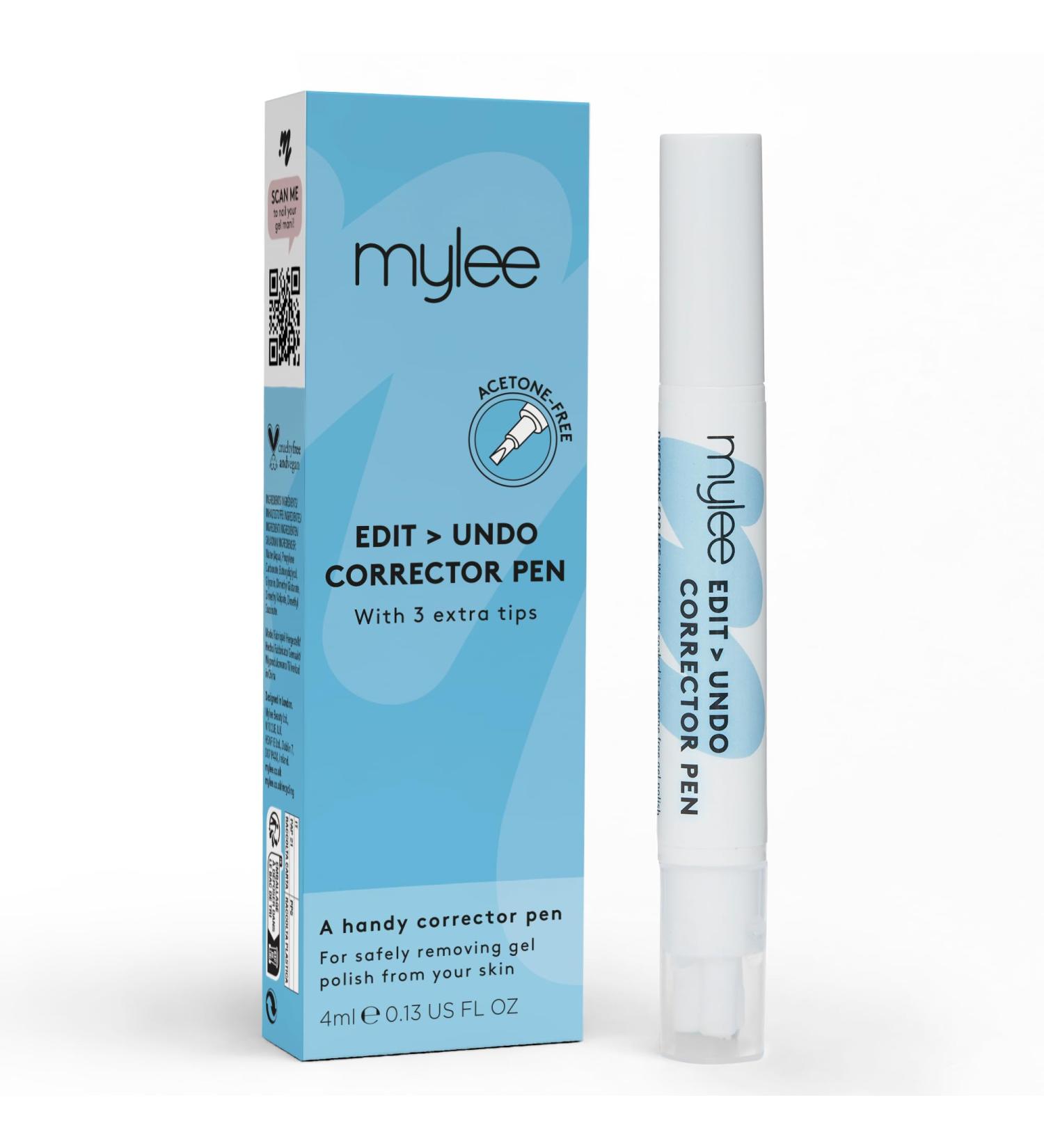 Mylee Edit Undo Refillable Nail Polish Corrector Pen - Flawless Manicures Made Easy - Acetone-Free Gel Remover with Spare Tips and Clean Results - Buy Online on GoSupps.com