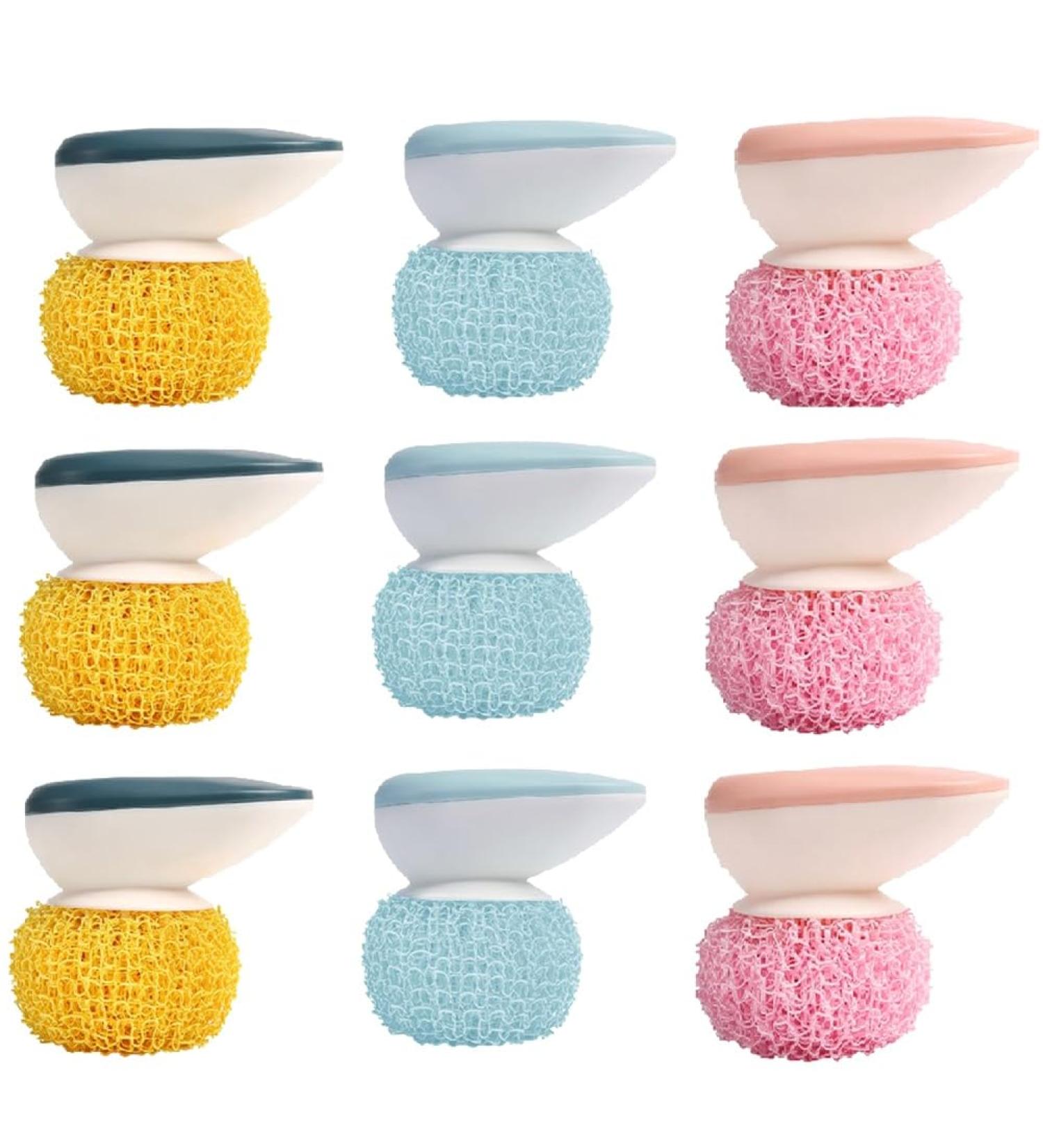 ecaqlin 9 Pcs Cleaning Ball Scouring Ball for Cleaning Kitchen Cleaning Scrubber with Handle - Buy Online on GoSupps.com