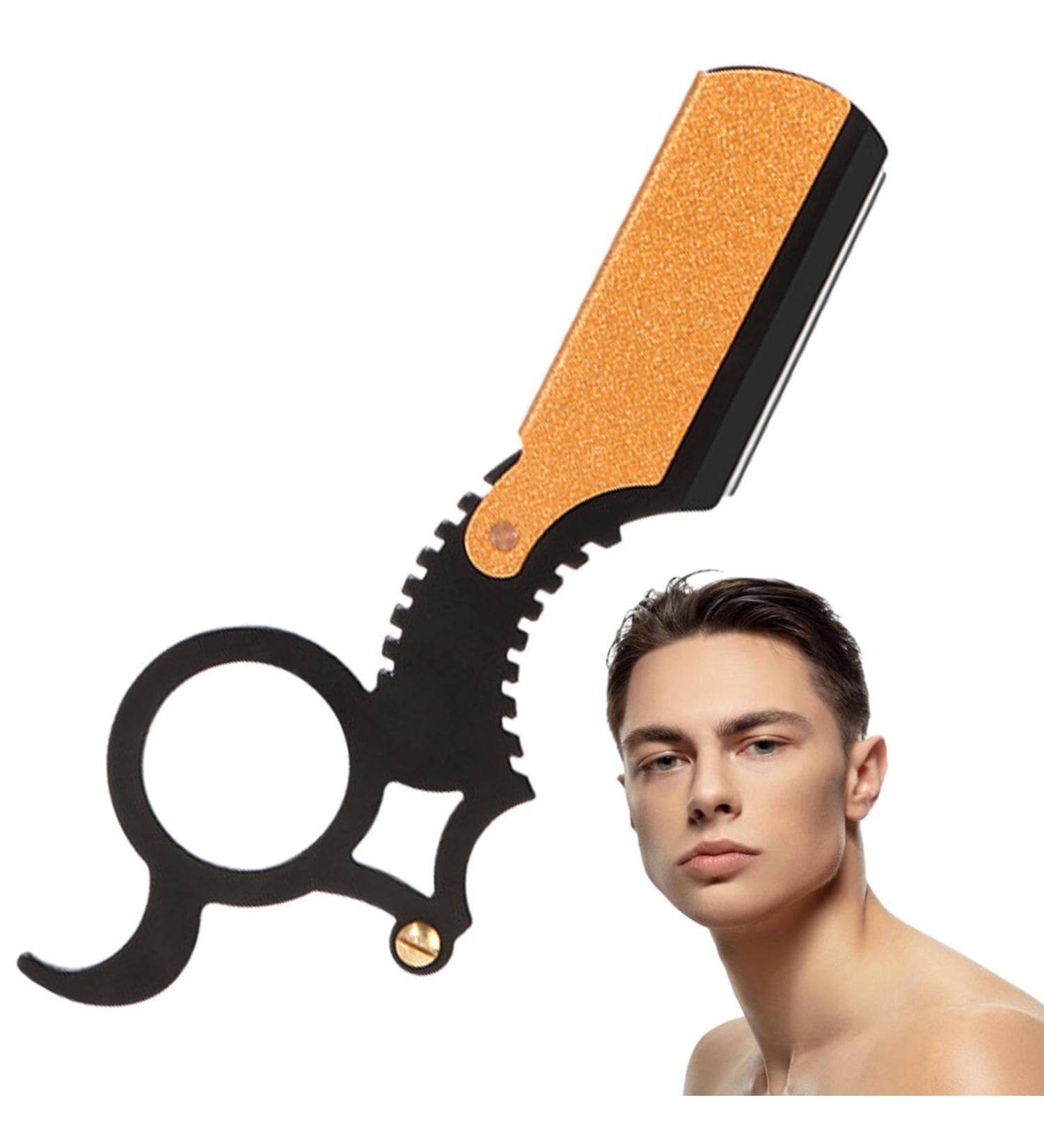 Fulenyi Cut-Throat Razor - Stainless Steel Shaving Tool for Beginners | Men's Beauty | Home Camping & Travel Essentials | Black Gold Finish - Buy Online on GoSupps.com