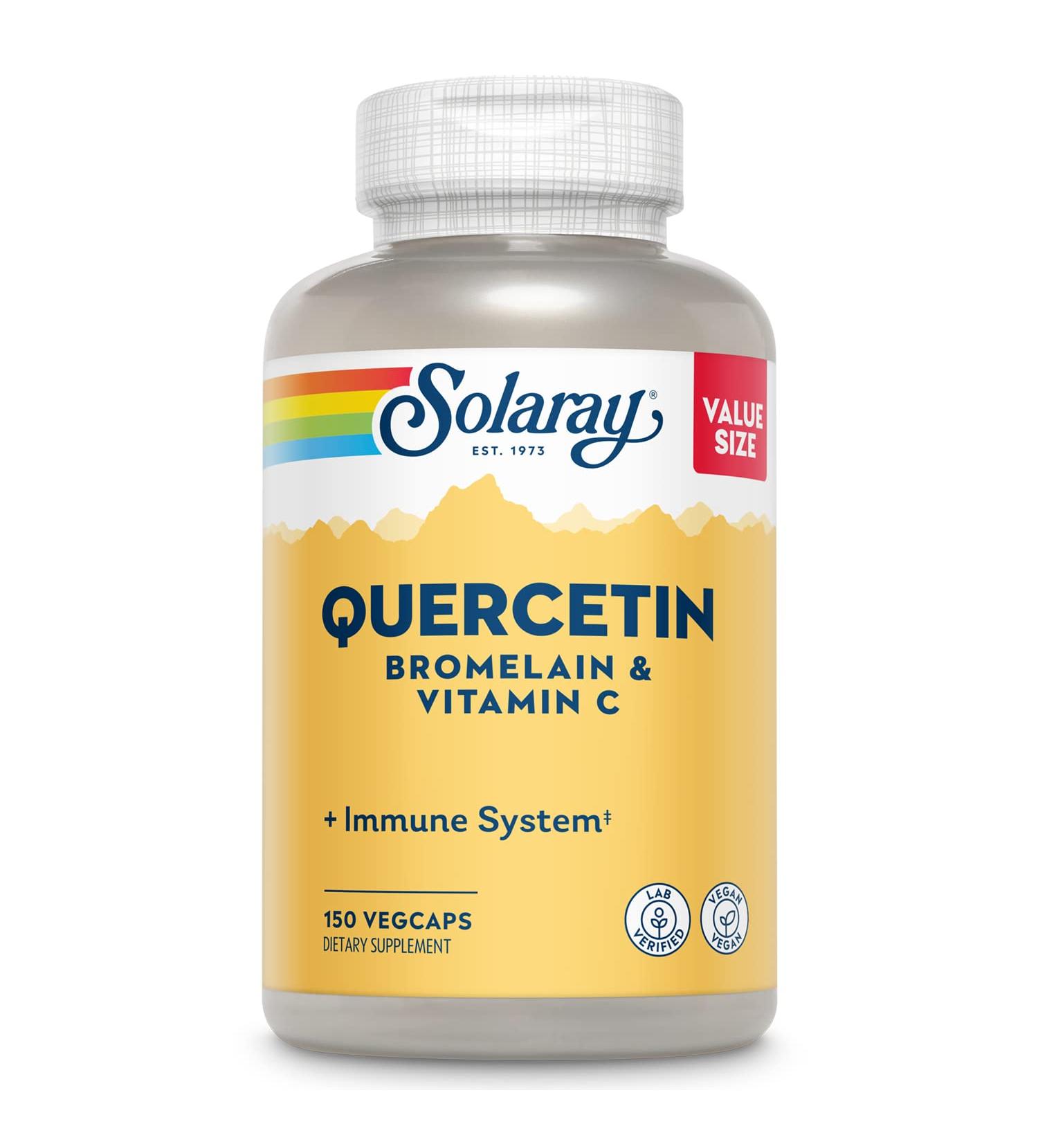 Solaray Quercetin Bromelain & Vitamin C - Immune System & Respiratory Support - Vegan Formula - 150 Count - 60 Day Guarantee - Buy Online on GoSupps.com