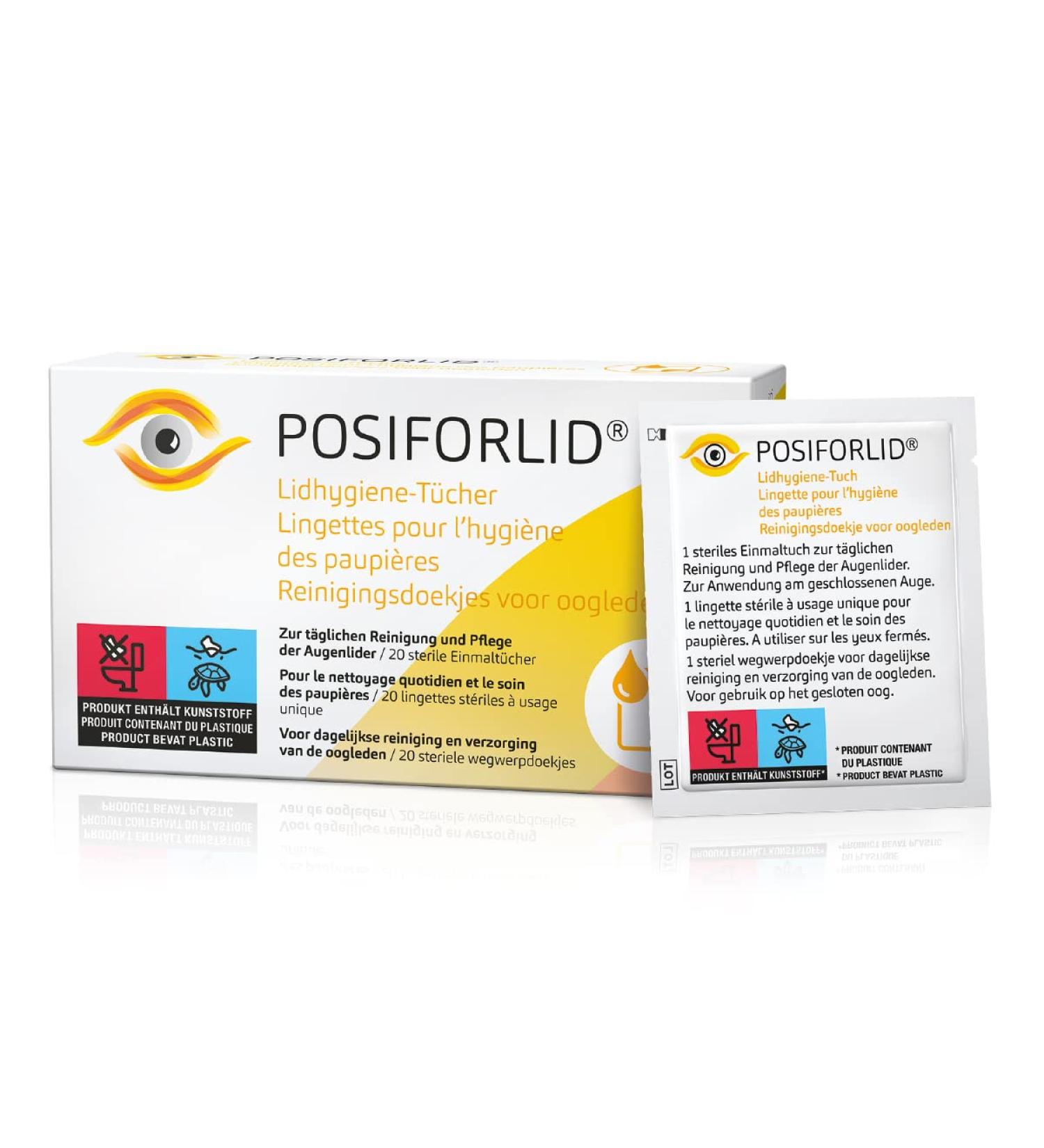 POSIFORLID Eyelid Hygiene Wipes - Pre-Moistened Sterile Cleaning Wipes (20 Pack) for Eye Care | International Shipping Available - Buy Online on GoSupps.com