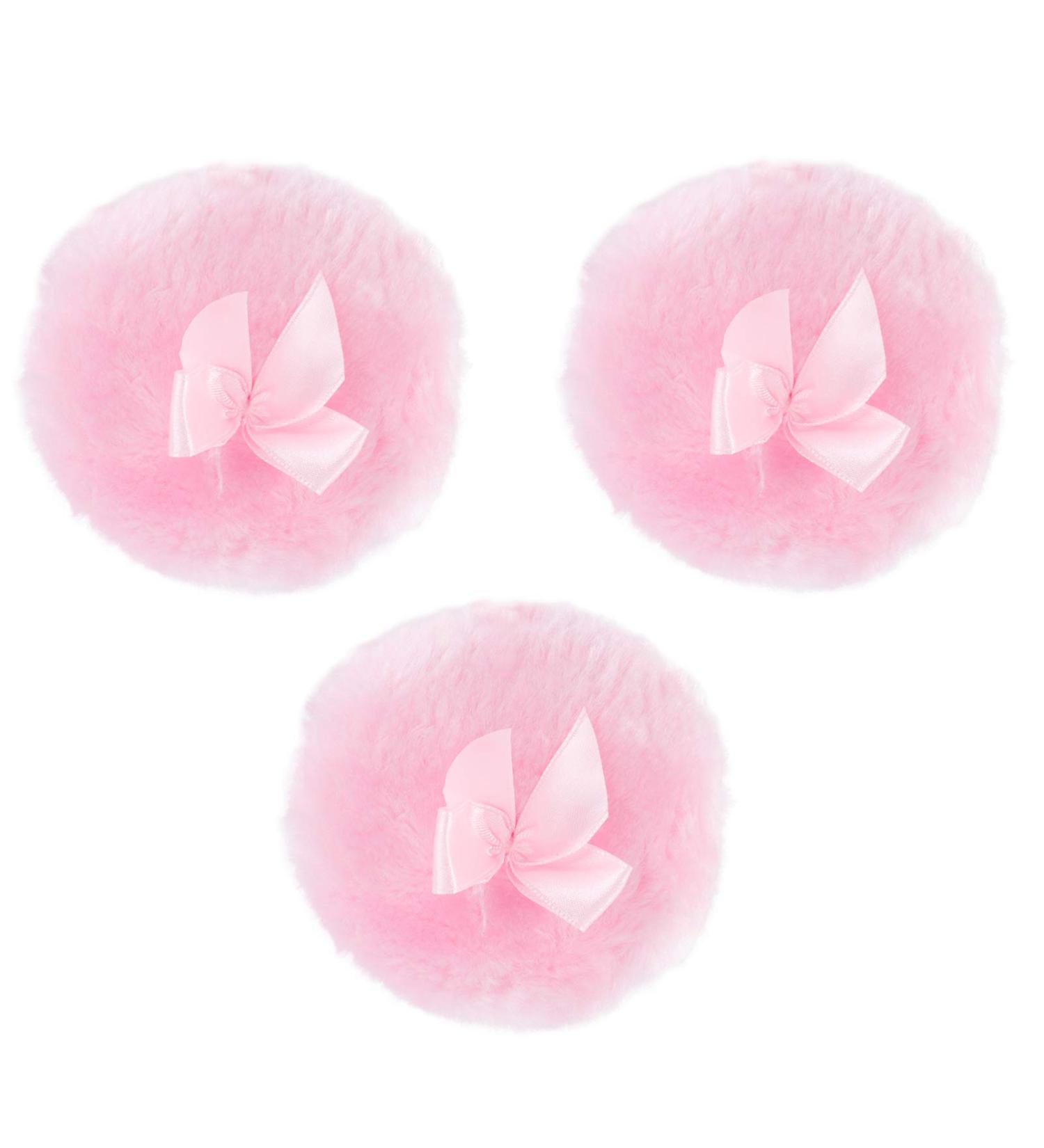 3pc Pink Powder Puffs - Large Face Makeup Sponge Set for Loose Powder Foundation & Body - Ideal for Flawless Application - International Shipping Available - Buy Online on GoSupps.com