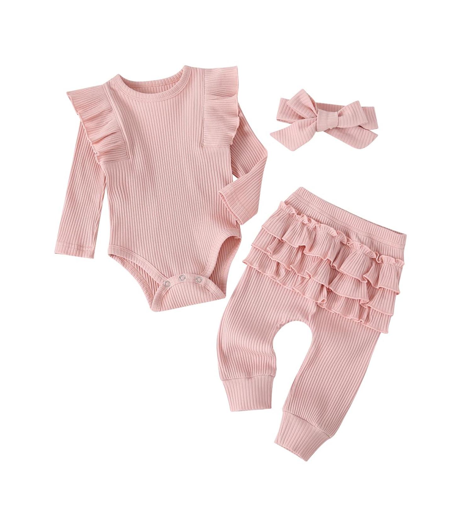 UUAISSO Baby Girls Cow Print Ruffled Long Sleeve Tops & Pants Set | Infant Clothing Outfit 12-18 Months Pink-S - Buy Online on GoSupps.com