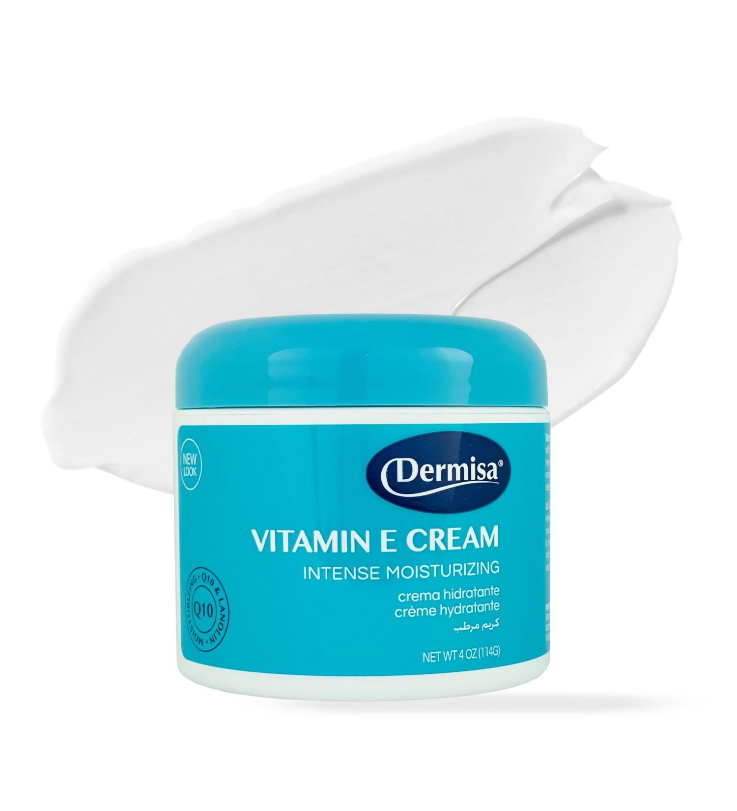 Dermisa Vitamin E Cream | Intense Moisturizer for Dry Skin | with Cocoa Butter Collagen Elastin & Q10 | Made in USA | Pack of 1 4 Ounce (Pack of 1) - Buy Online on GoSupps.com