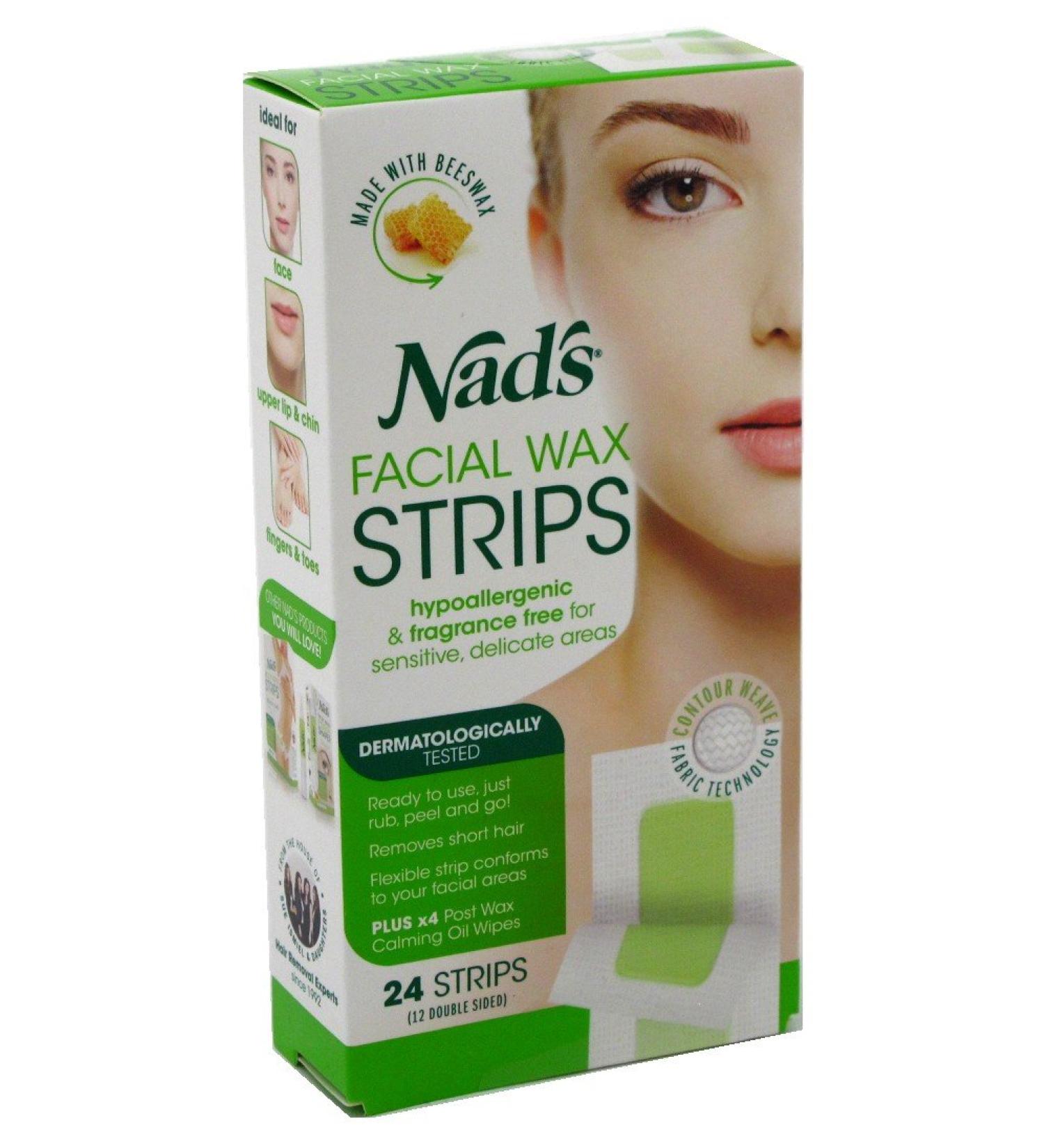 Nad's Facial Wax Strips - 24 Easy Waxing Strips for Smooth Skin - Buy Online on GoSupps.com