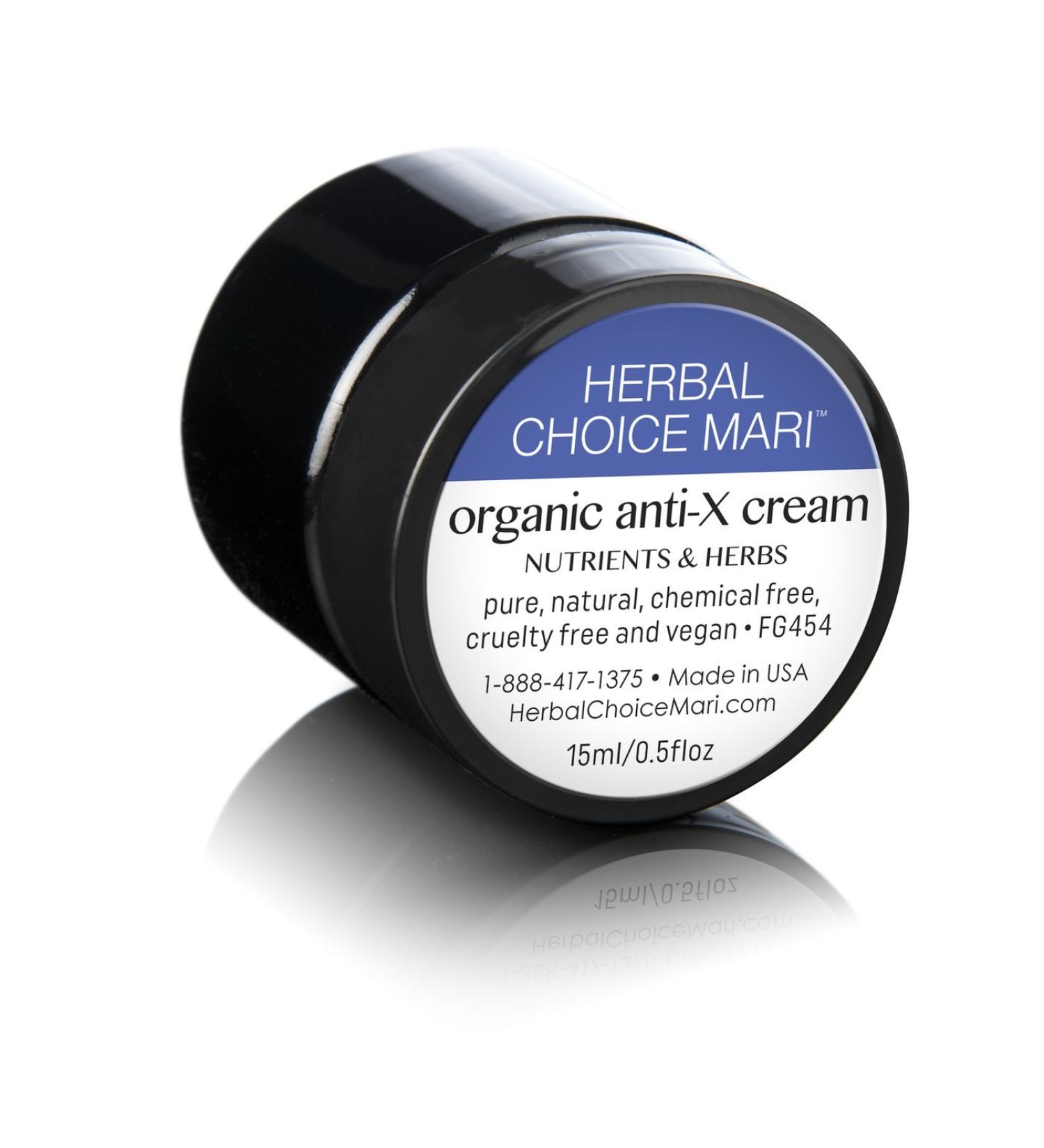 Nature's Brands Organic Anti-X (Anti-Wrinkle) Cream by Herbal Choice Mari (0.5 Fl Oz Jar) - No Toxic Synthetic Chemicals - TSA-Approved Travel Size