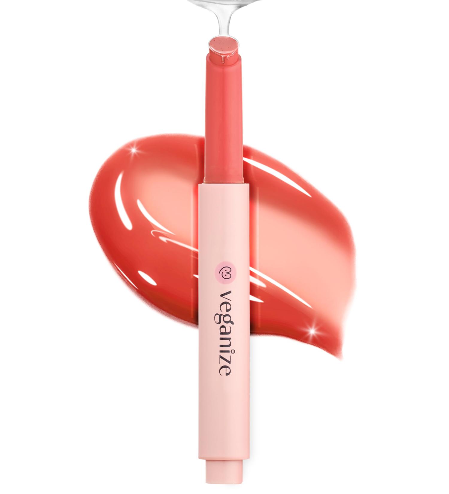 Vegan Collagen Lip Glass Balm | Hydrating Moisturizing & Cruelty-Free | 9 Vibrant Colors - 05 Carrot Coral - Buy Online on GoSupps.com