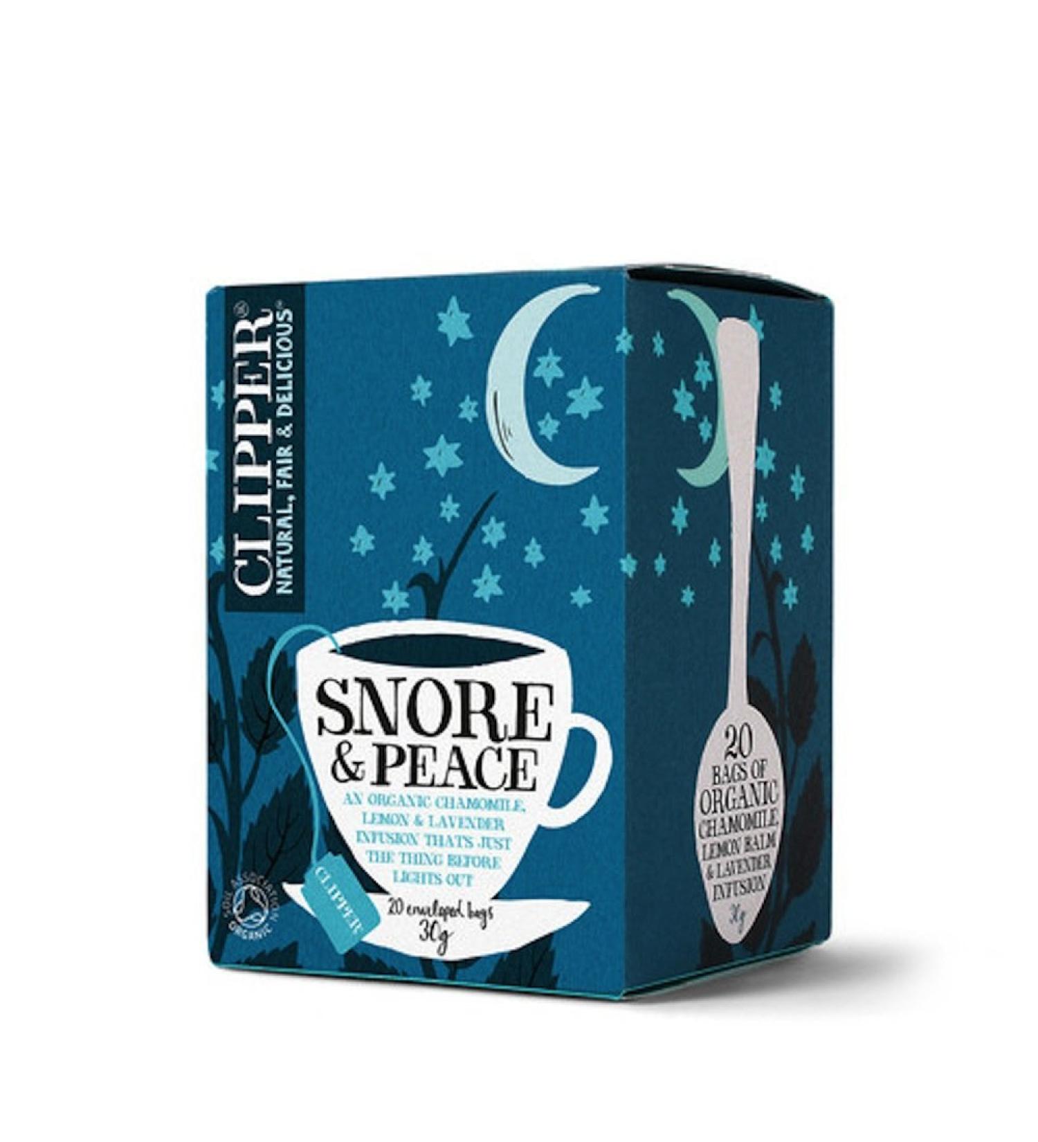 Clipper Snore & Peace Organic Chamomile Lemon Balm and Lavender Infusion 20 teabags x 2 (40 in total)