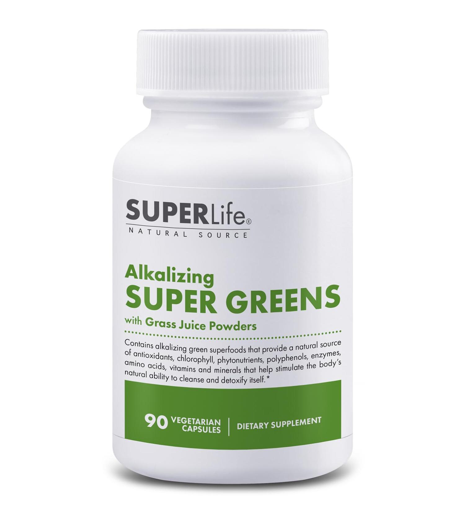 100% Organic Alkalizing Super Greens - Superfood w/Alfalfa Barley & Wheat Grass Matcha & Chlorella - Natural Source of Phytonutrients & Chlorophyll | Promotes pH Body Balance & Detox | 90 Capsules