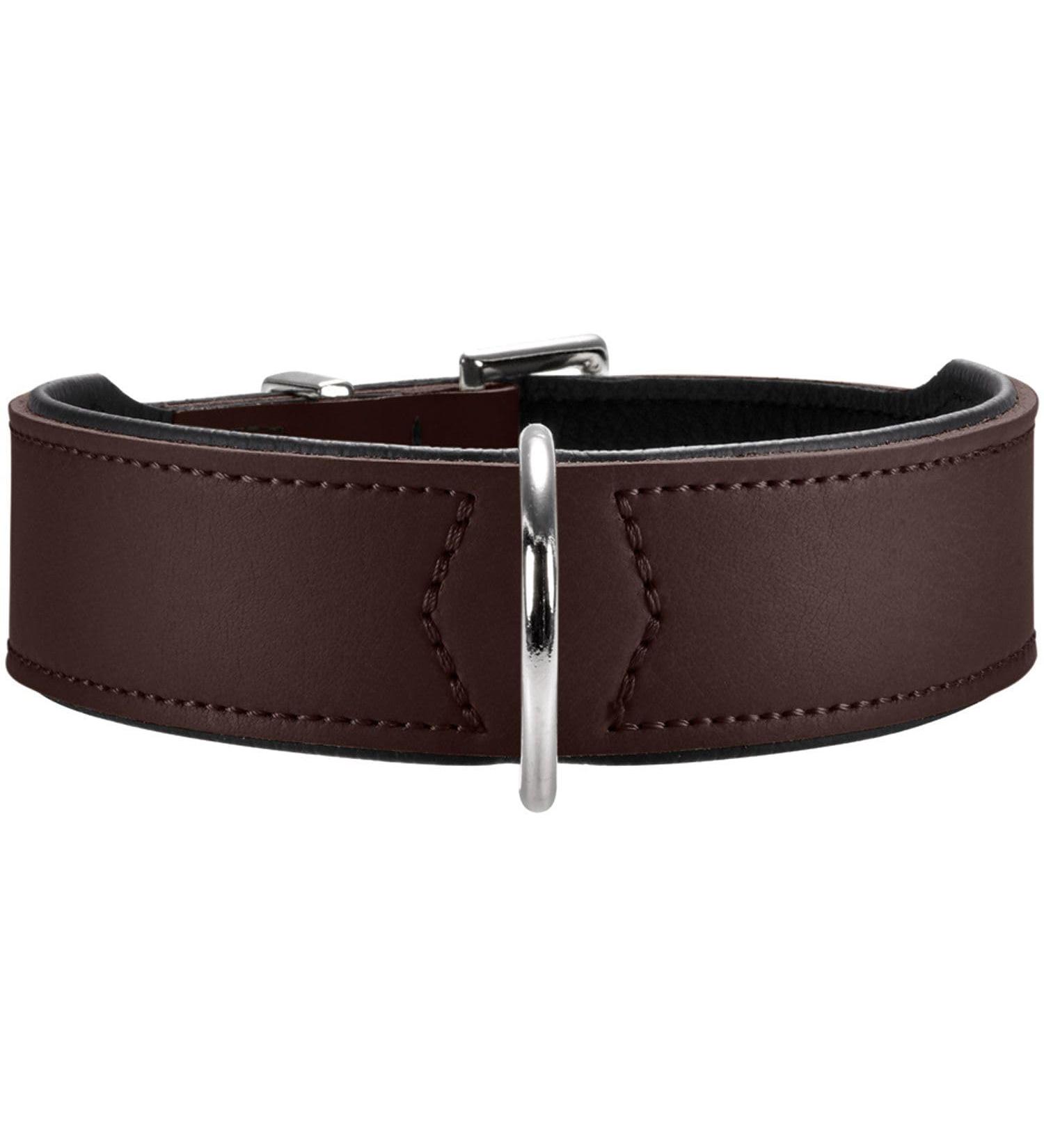 Hunter Basic Dog Collar - Coated Gap Leather Weather-Resistant Robust & Stylish - Size 60 (M-L) - Brown - Buy Online on GoSupps.com