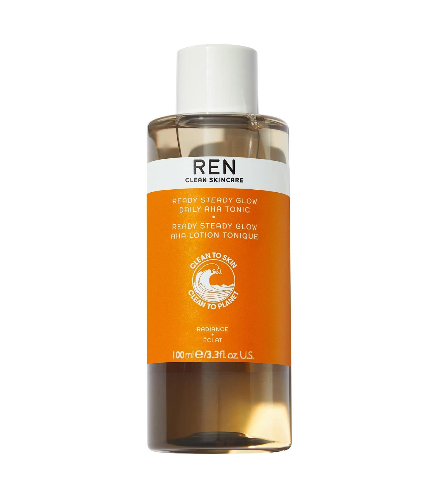 REN Clean Skincare AHA Facial Toner - Glow & Resurface | Pore-Reducing BHA & Exfoliating Lactic Acid | 3.3 Fl Oz - Buy Online on GoSupps.com