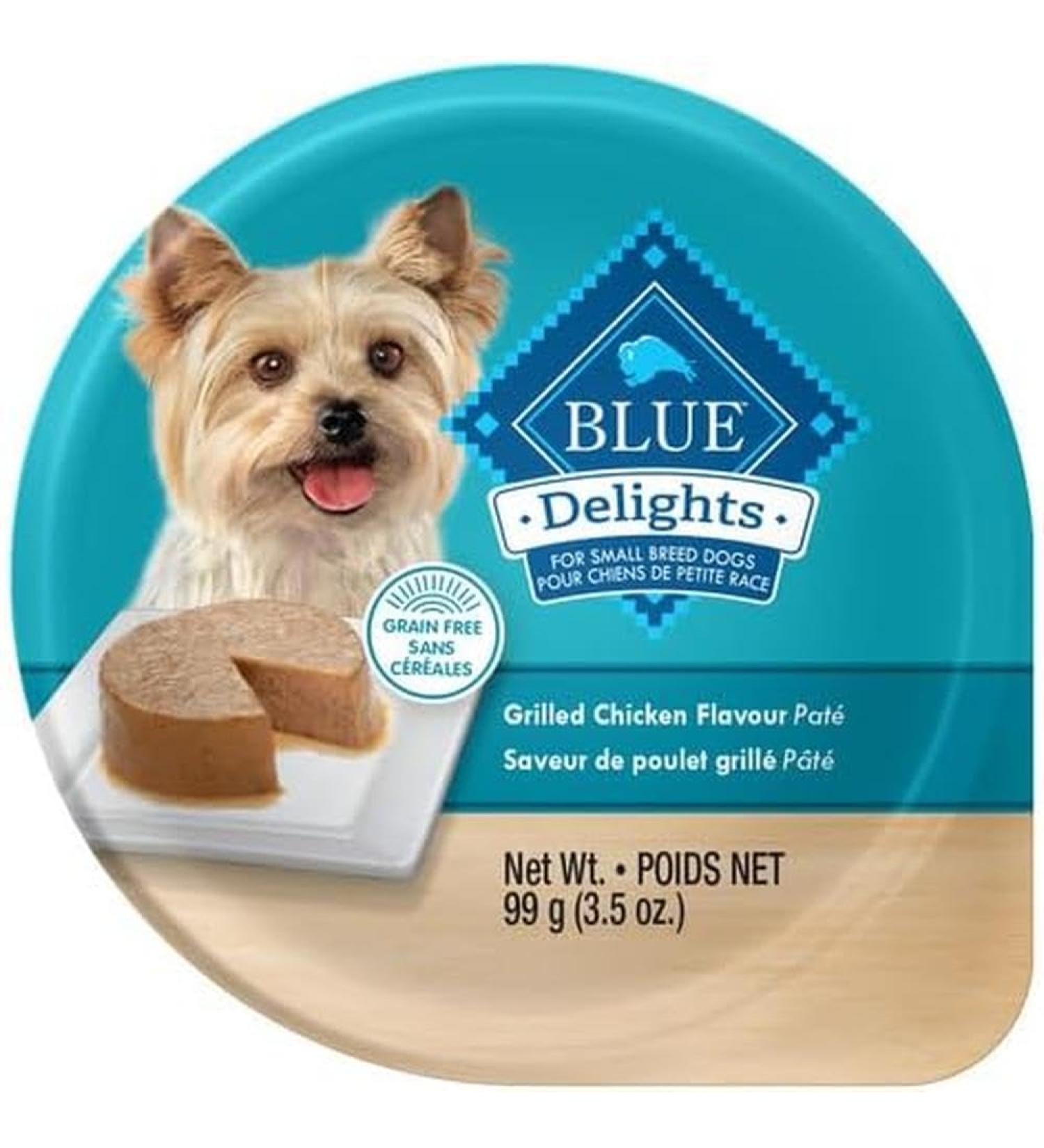 Blue Buffalo Delights Natural Adult Small Breed Wet Food Grilled Chicken Flavour in Savory Juices 3.5oz (Pack of 12) Pack of 12 Grilled Chicken Pate