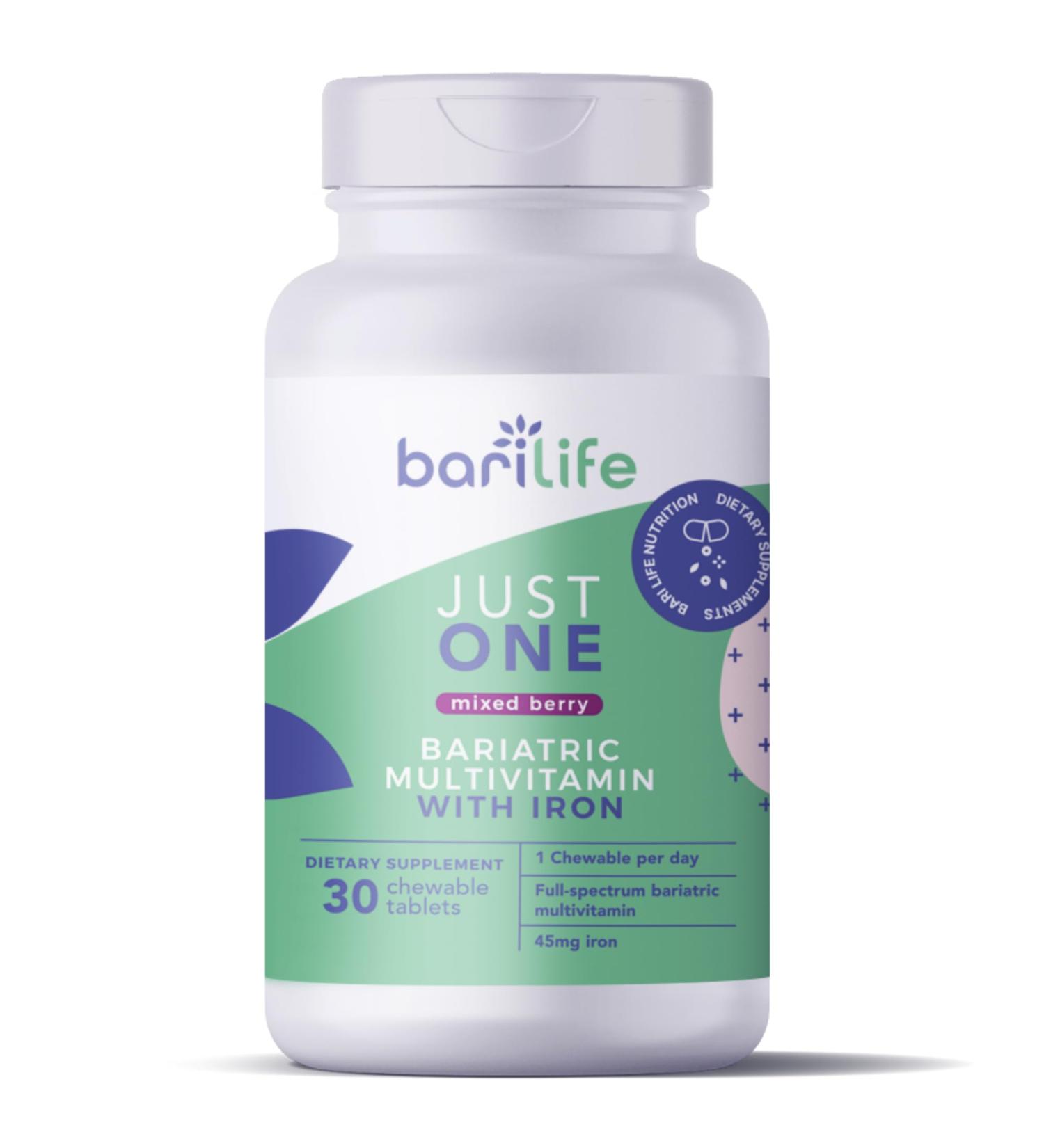 Bari Life Just One Chewable, Once Daily Bariatric Multivitamin and Iron - Buy Online on GoSupps.com