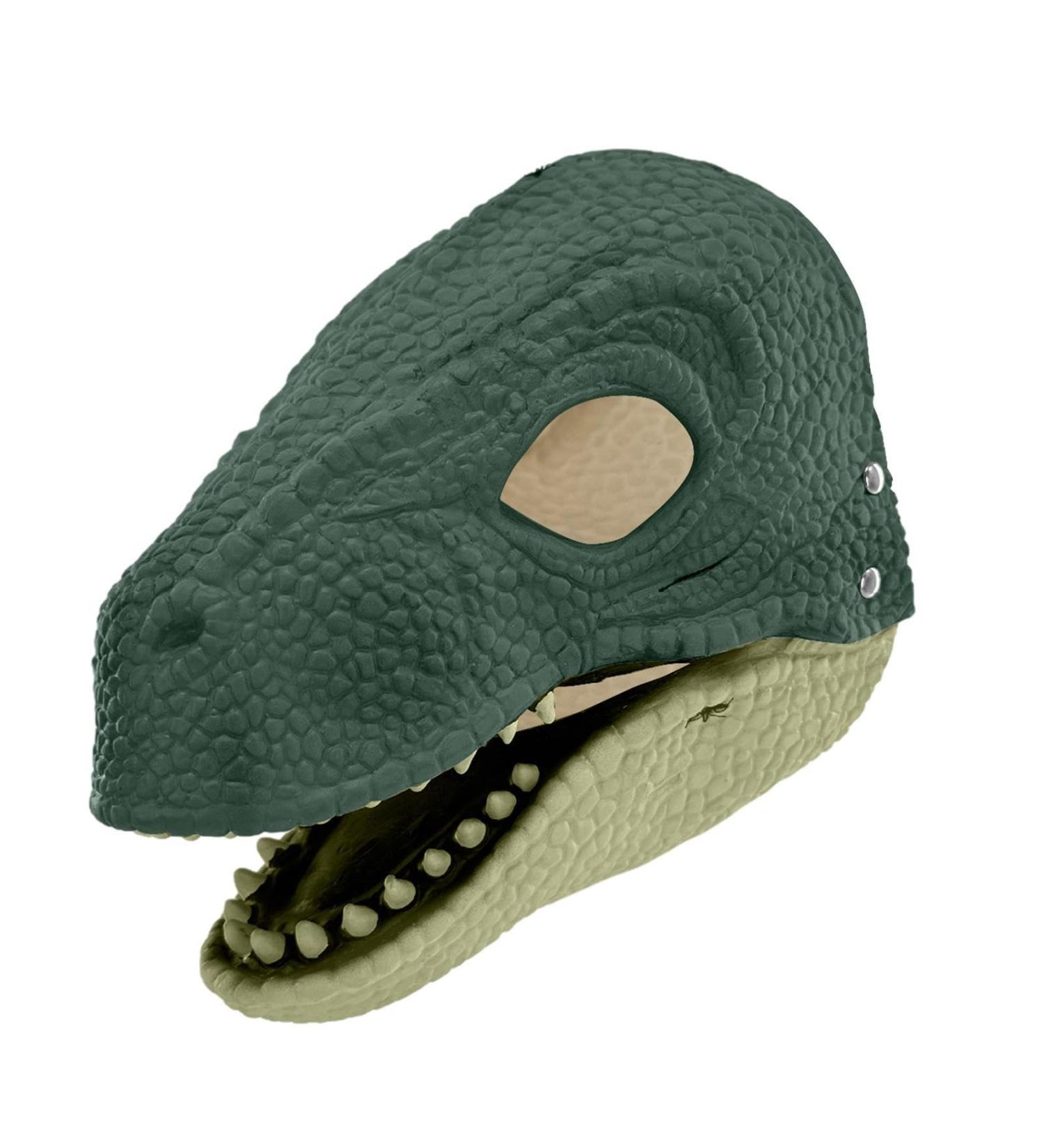 Fivetoo Raptor Face Cover - Movable Pine Latex Dinosaur Mask | Comfortable Breathable Dino Head Cover for Halloween | Multifuntional Green & Light Green Design - Buy Online on GoSupps.com