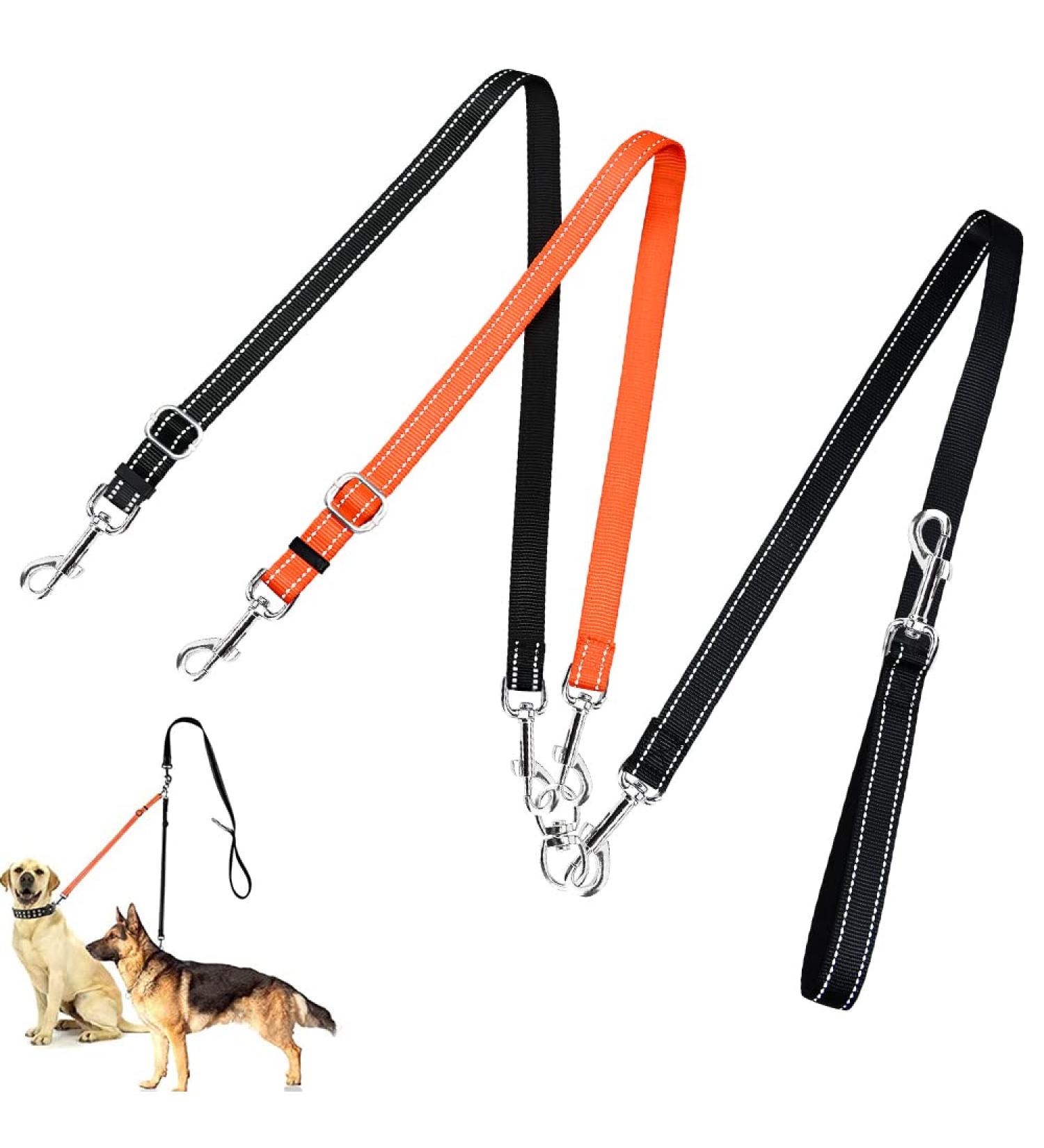 ASOCEA Double Dog Leash 2-in-1 Splitter | Tangle-Free 360 Reflective Leash for Dogs | Adjustable Nylon Traction Rope for Outdoor Walking - Buy Online on GoSupps.com