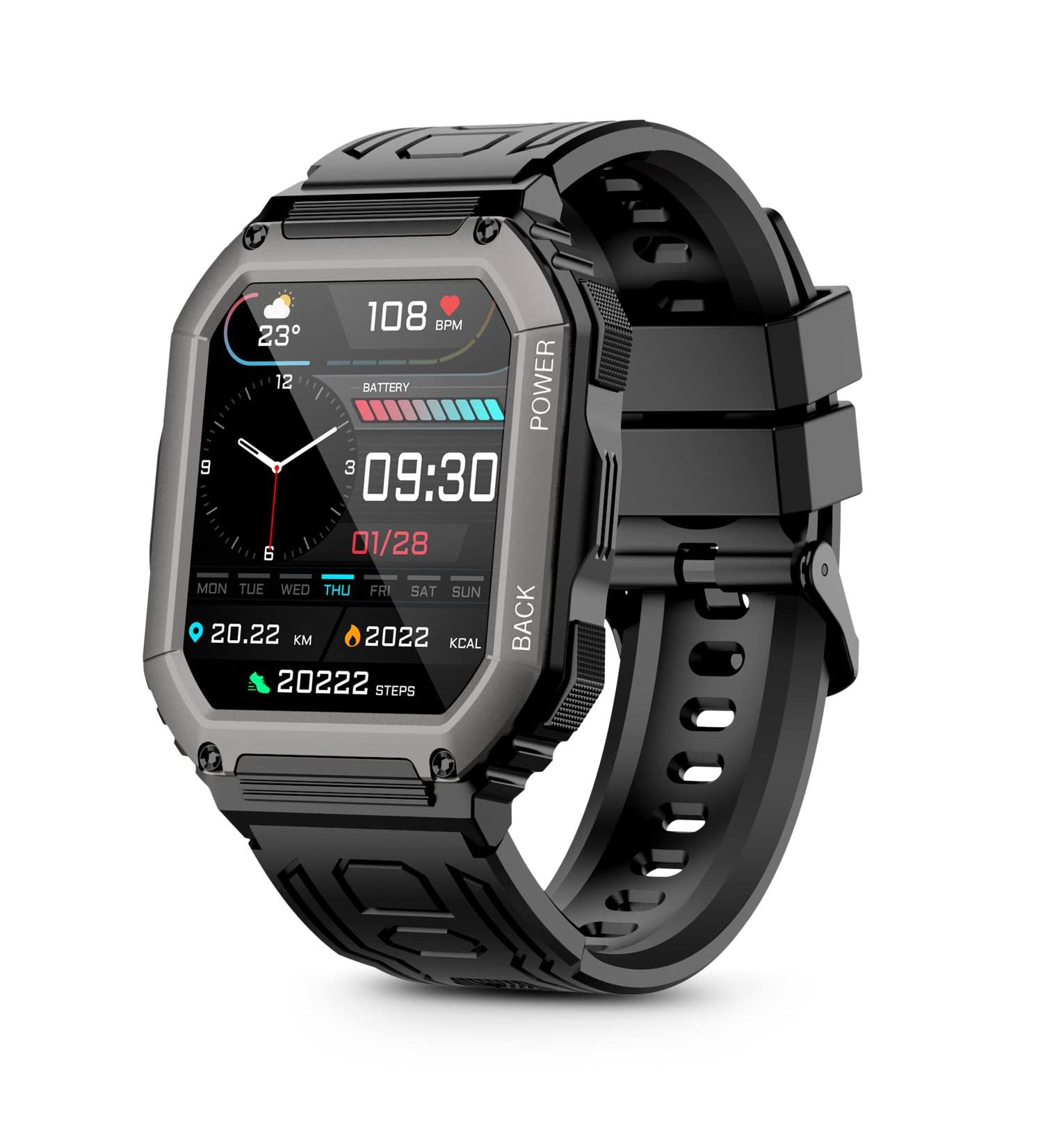 ZYCZWL Military Smart Watch for Men | Bluetooth Call | Tactical Outdoor Sports | 5ATM Waterproof | Fitness Tracker | Black - Buy Online on GoSupps.com