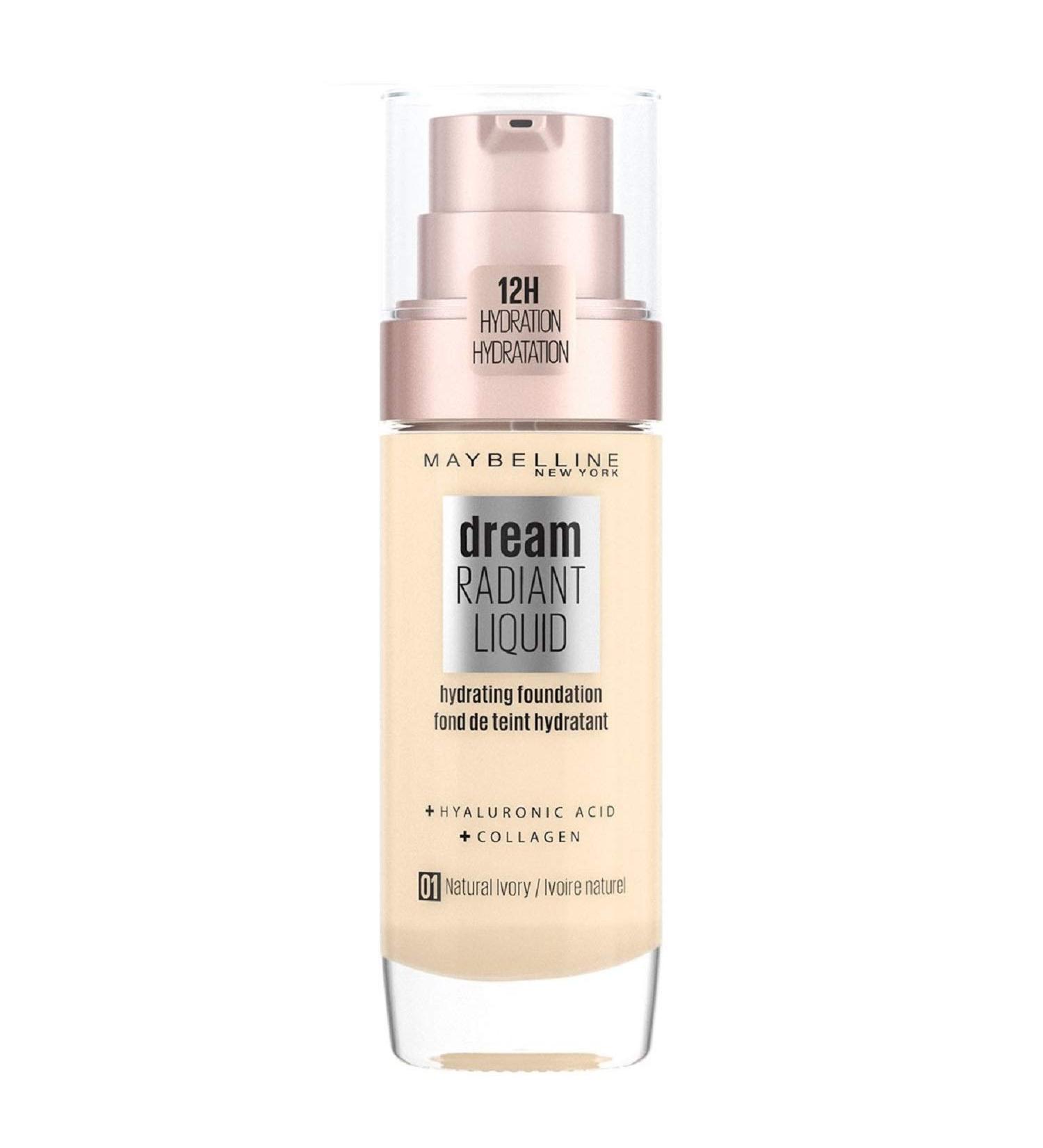 Maybelline Dream Radiant Liquid Hydrating Foundation 01 Natural Ivory 30ml (Pack of 1) - Buy Online on GoSupps.com