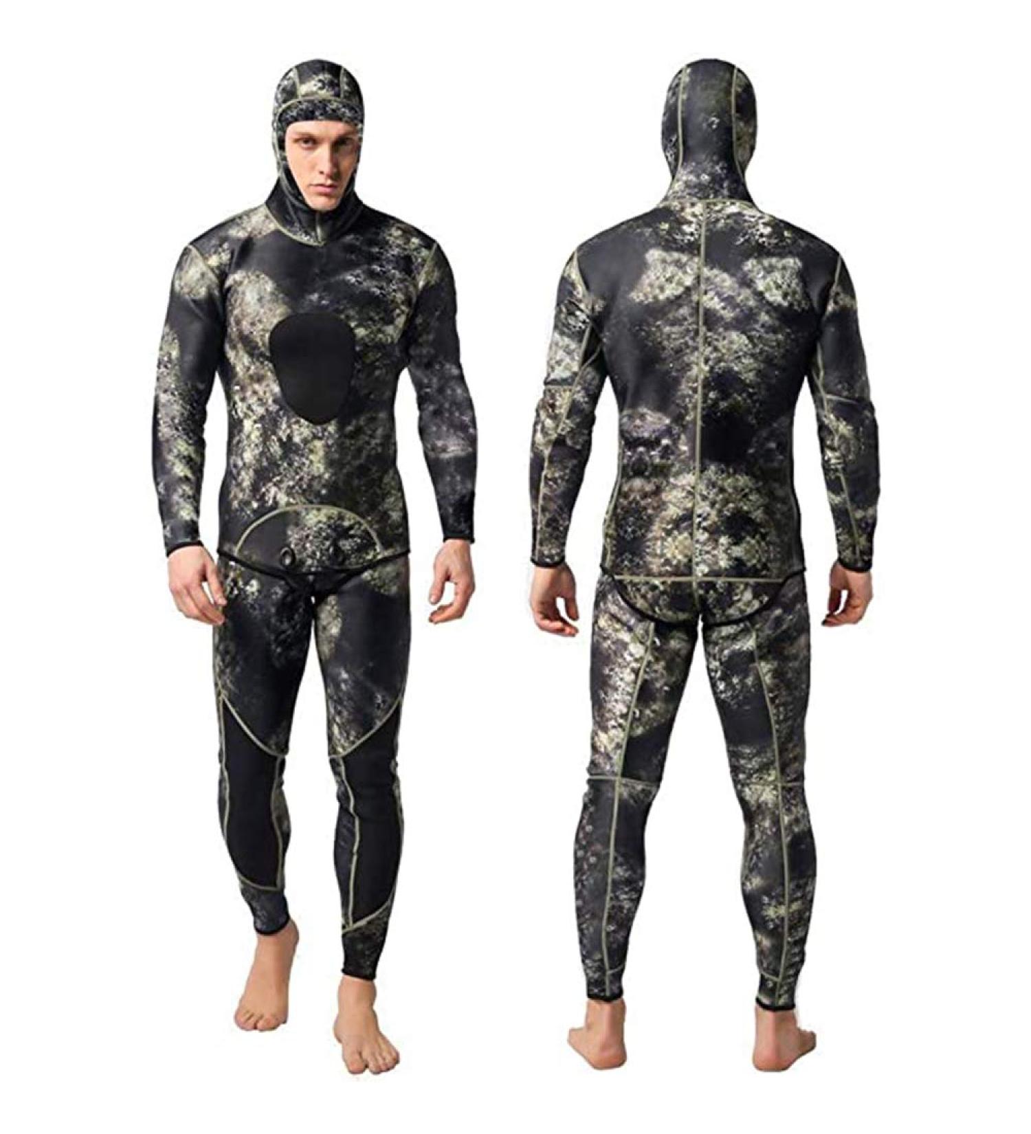 Nataly Osmann Camo Spearfishing Wetsuits Men 3mm/1.5mm Neoprene 2-Pieces Hooded Diving Suit - Camo-3mm Large - Buy Online on GoSupps.com