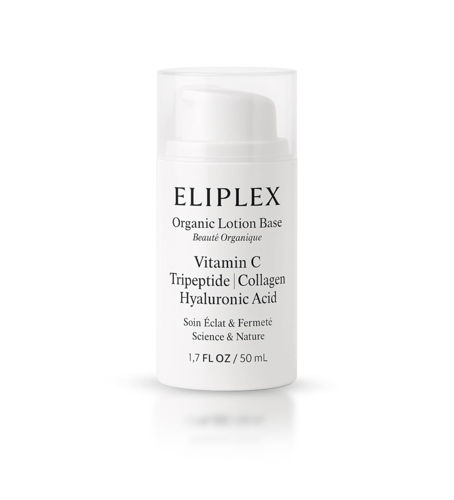ELIPLEX Organic Lotion Base Vitamin C Tripeptide Collagen & Hyaluronic Acid | Lightweight Hydrating Face Lotion | Radiance & Firmness | 1.7 fl oz / 50 mL - Buy Online on GoSupps.com