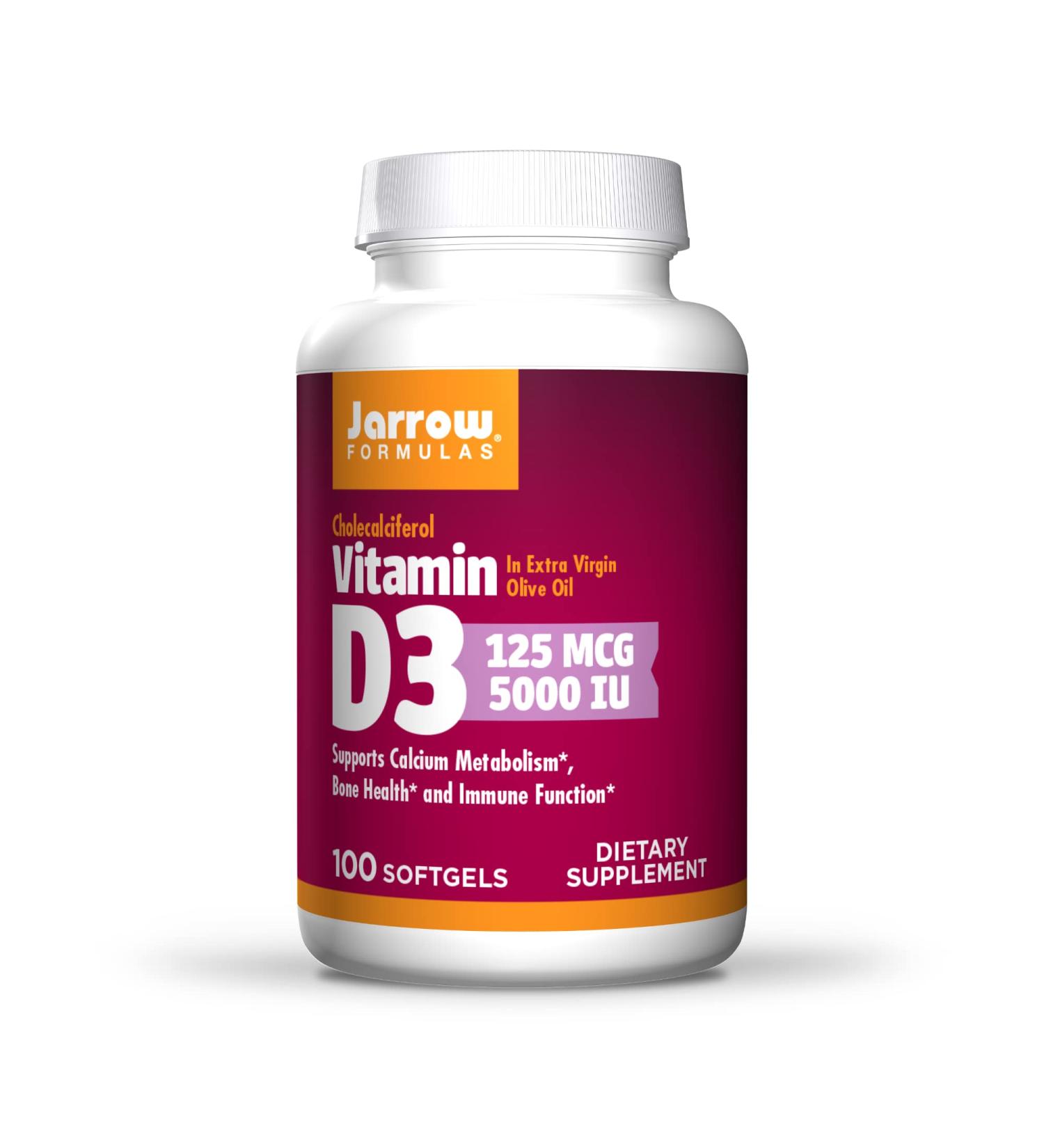 Jarrow Formulas Vitamin D3 5000 IU - 100 Softgels | Immune Support & Bone Health - Buy Online on GoSupps.com