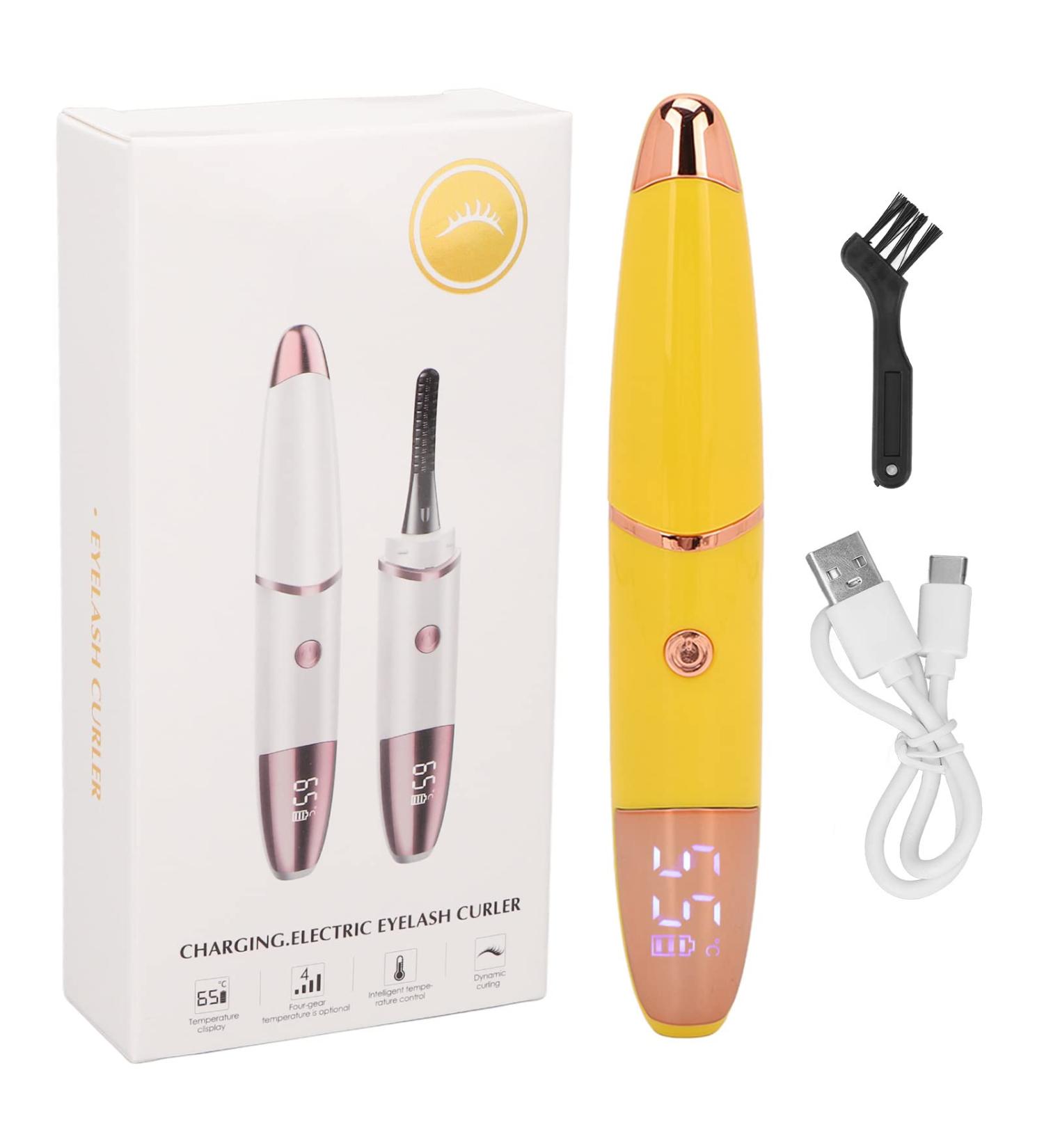 Rechargeable Heated Eyelash Curler - Electric Lash Curler with Separator & 4 Heating Modes for Perfect Lashes - Yellow - Buy Online on GoSupps.com
