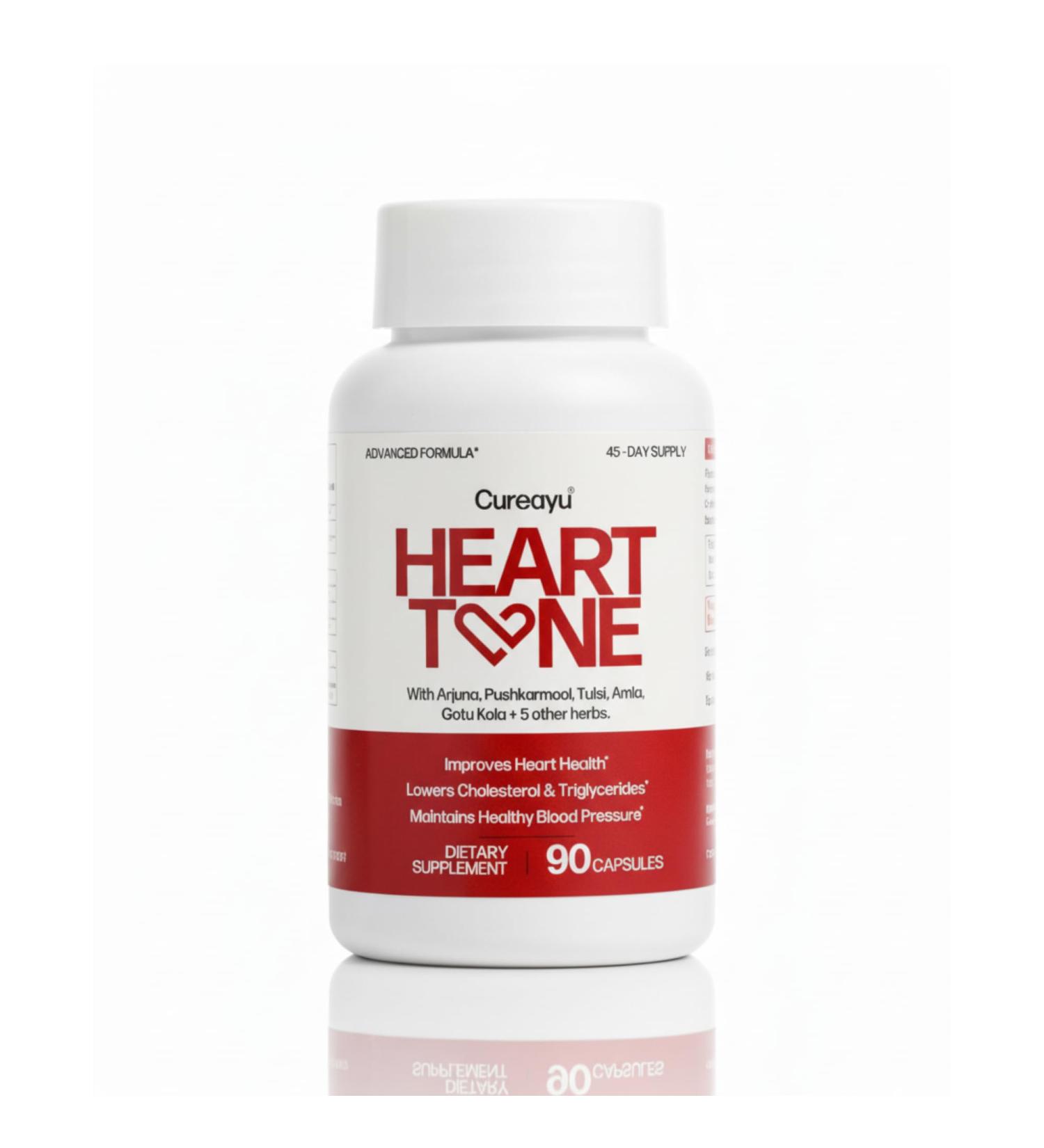 Heart Tone Capsules | Natural Heart Health Supplement | Supports Healthy Cholesterol & Triglycerides Levels | with Arjuna Pushkarmool + 8 Other Herbs | 90 Capsules 90 Count (Pack of 1) Multi-color - Buy Online on GoSupps.com