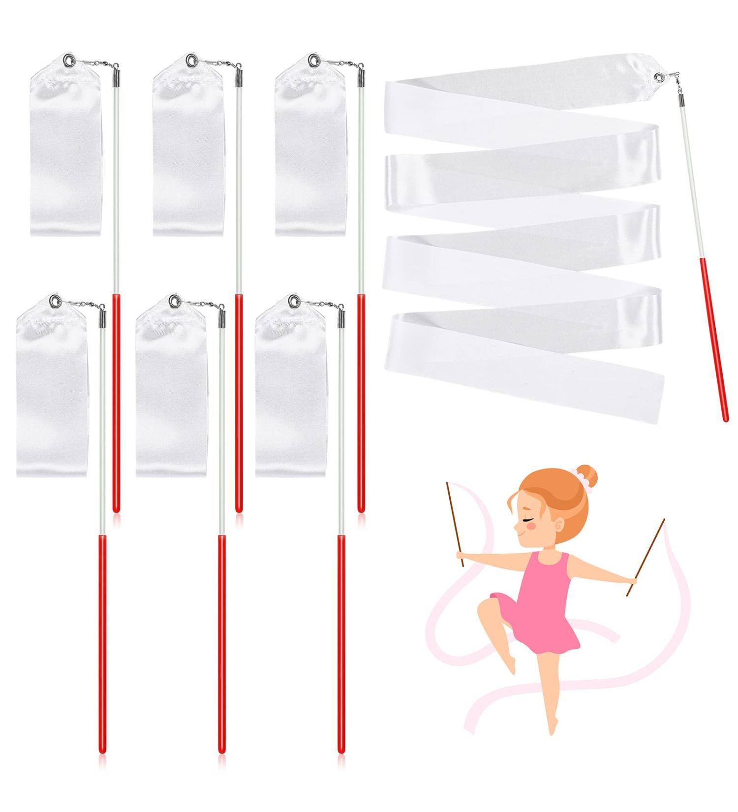 HyDren White Gymnastics Ribbon Dancing Streamers Set - 6 Pieces - Buy Online on GoSupps.com