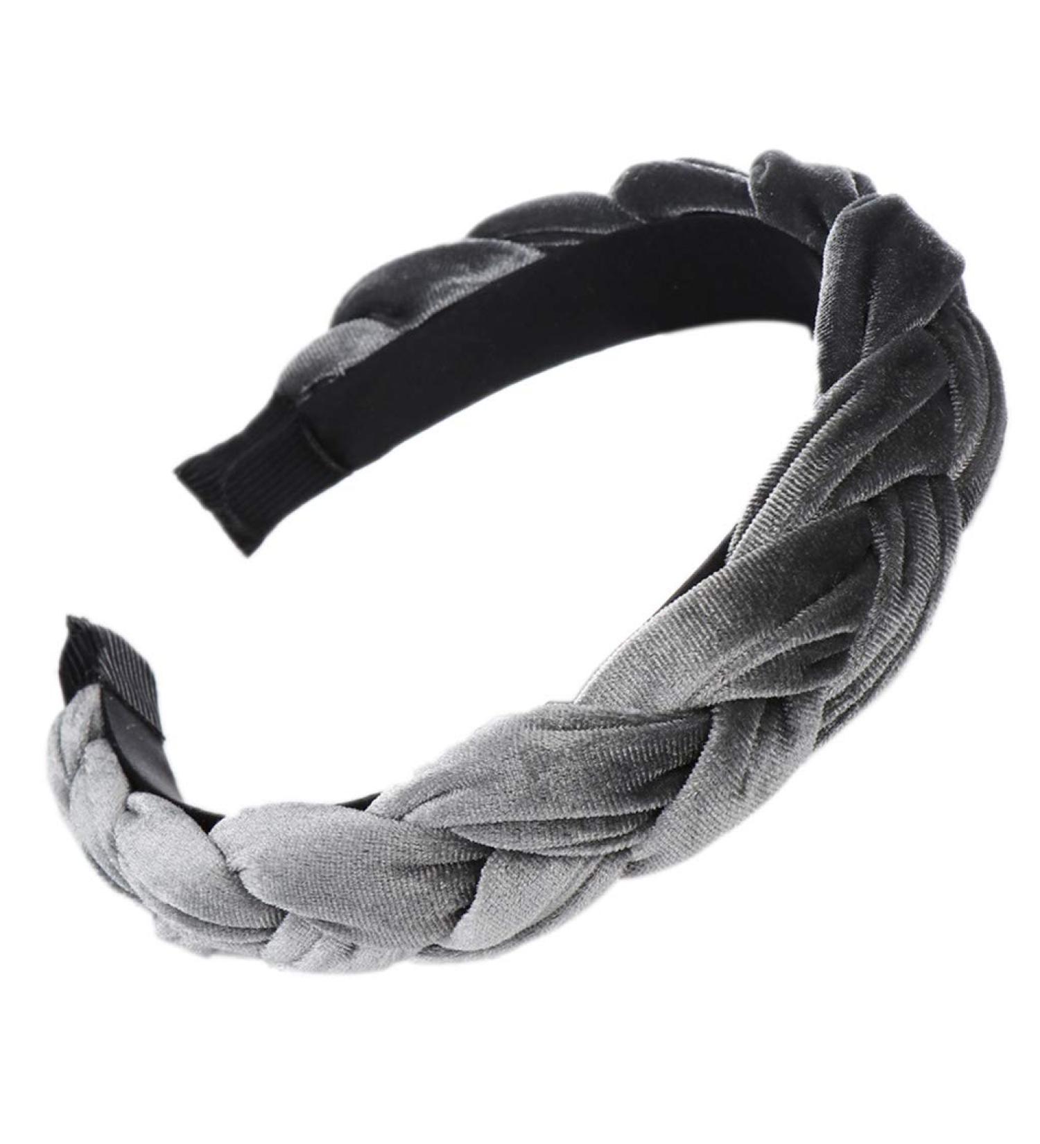 Shop Lyguy Handmade Korean Braided Hair Ripe - Wide Thick Velvet Headdress for Women & Girls - Gray Ethnic Styling Accessory - Buy Online on GoSupps.com