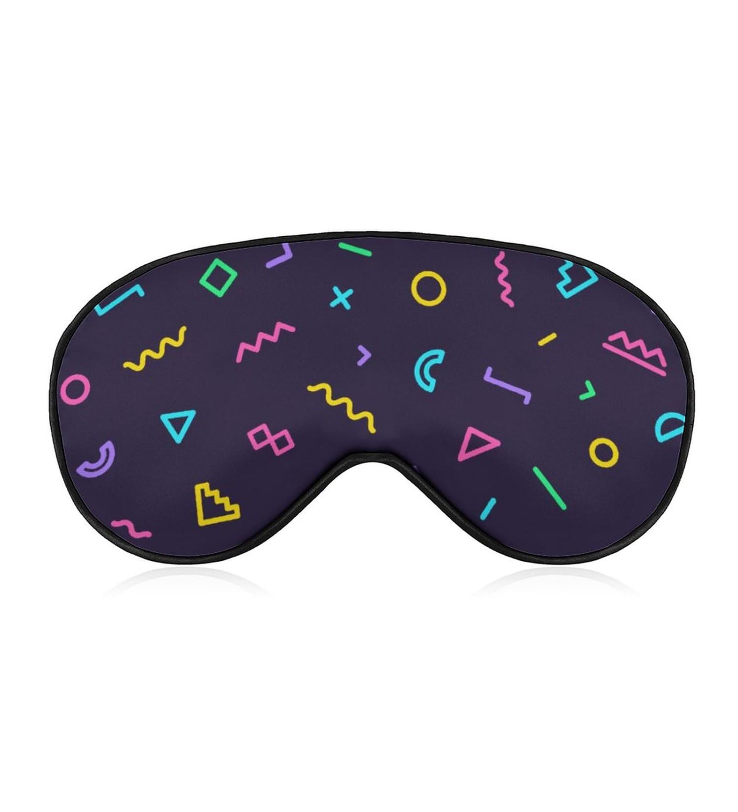 80s 90s Memphis Shape Sleep Mask - Adjustable Strap Eye Cover for Sleeping and Travel - Blocks Light for Night and Nap - Unisex Design - Buy Online on GoSupps.com