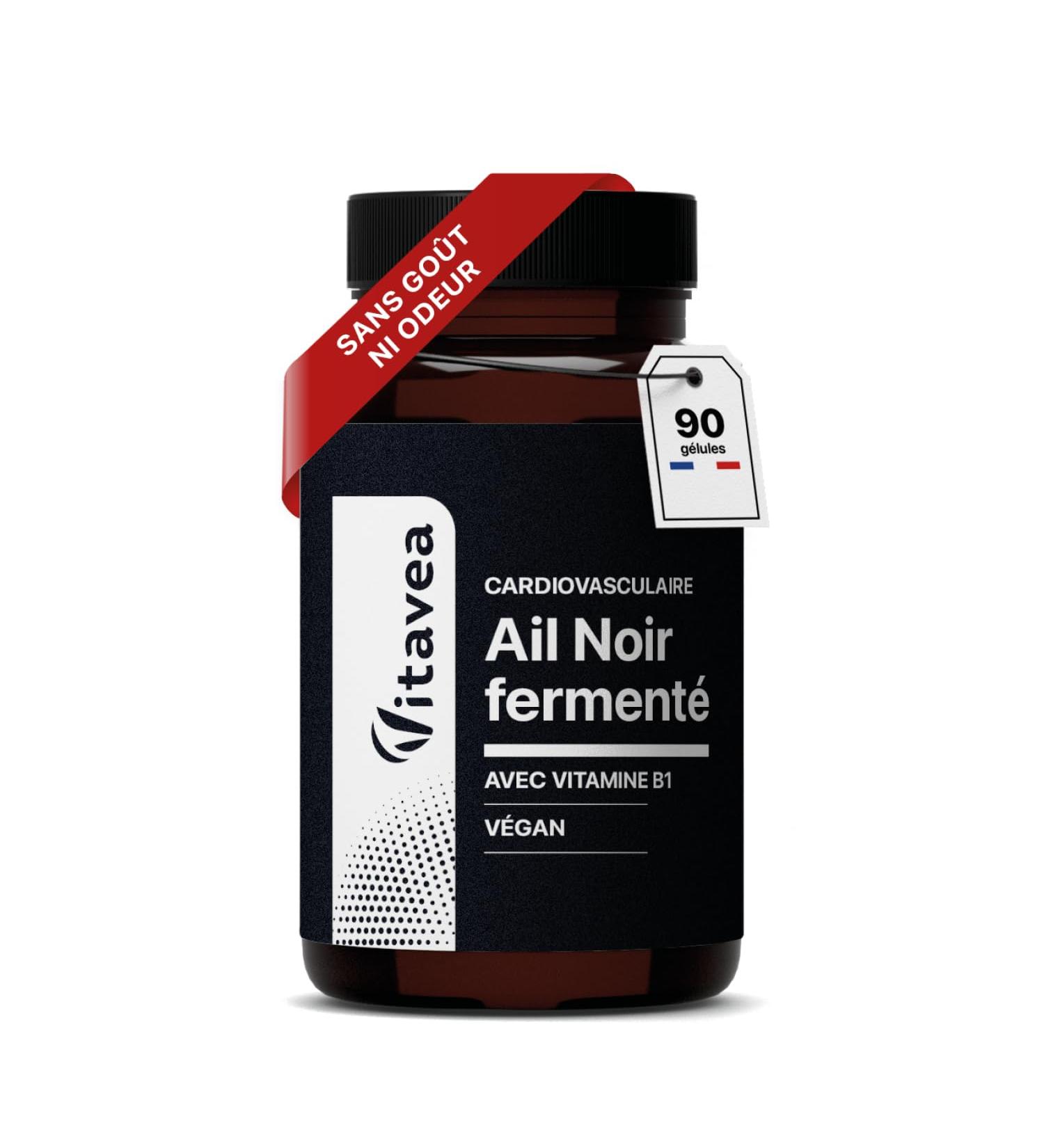 Ail Noir Ferment 9000 mg (Extrait 30:1) + Vitamine B1 - Sant Cardiovasculaire Antioxydant Naturel - Sans Odeur - Fabriqu en France - 90 G lules V gan - Fabriqu en France - Vitavea - Buy Online on GoSupps.com