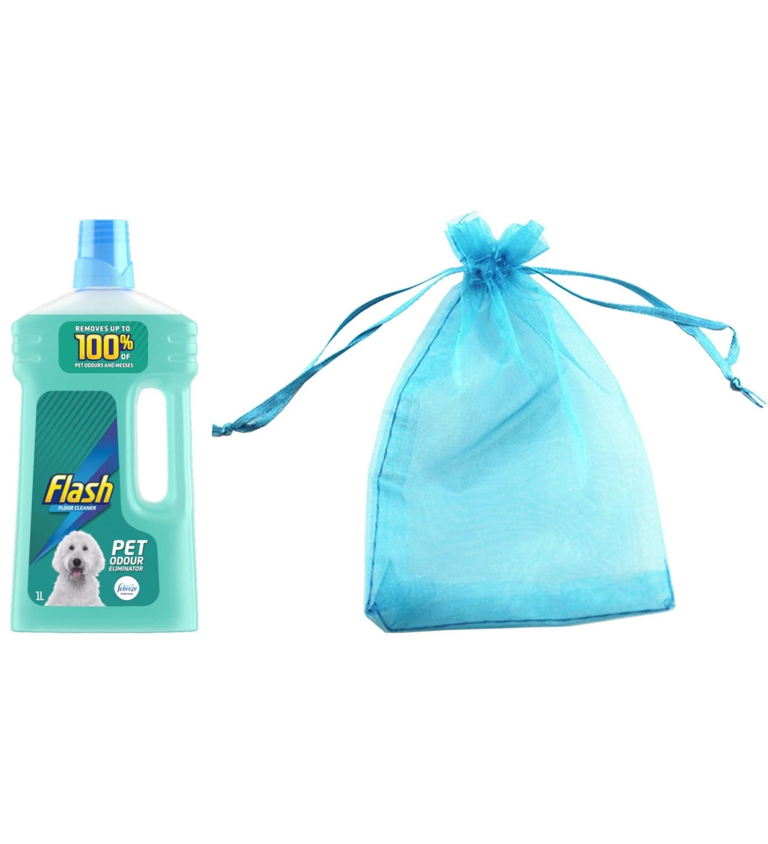 Flash for Pet Lovers Floor Cleaner Removes Pet Odour & Messes Multi-Purpose Liquid Cleaner with a Touch of Febreze Freshness 1L + Our Gift for You - Organza Bag Size 9x7x0.1cm - Buy Online on GoSupps.com