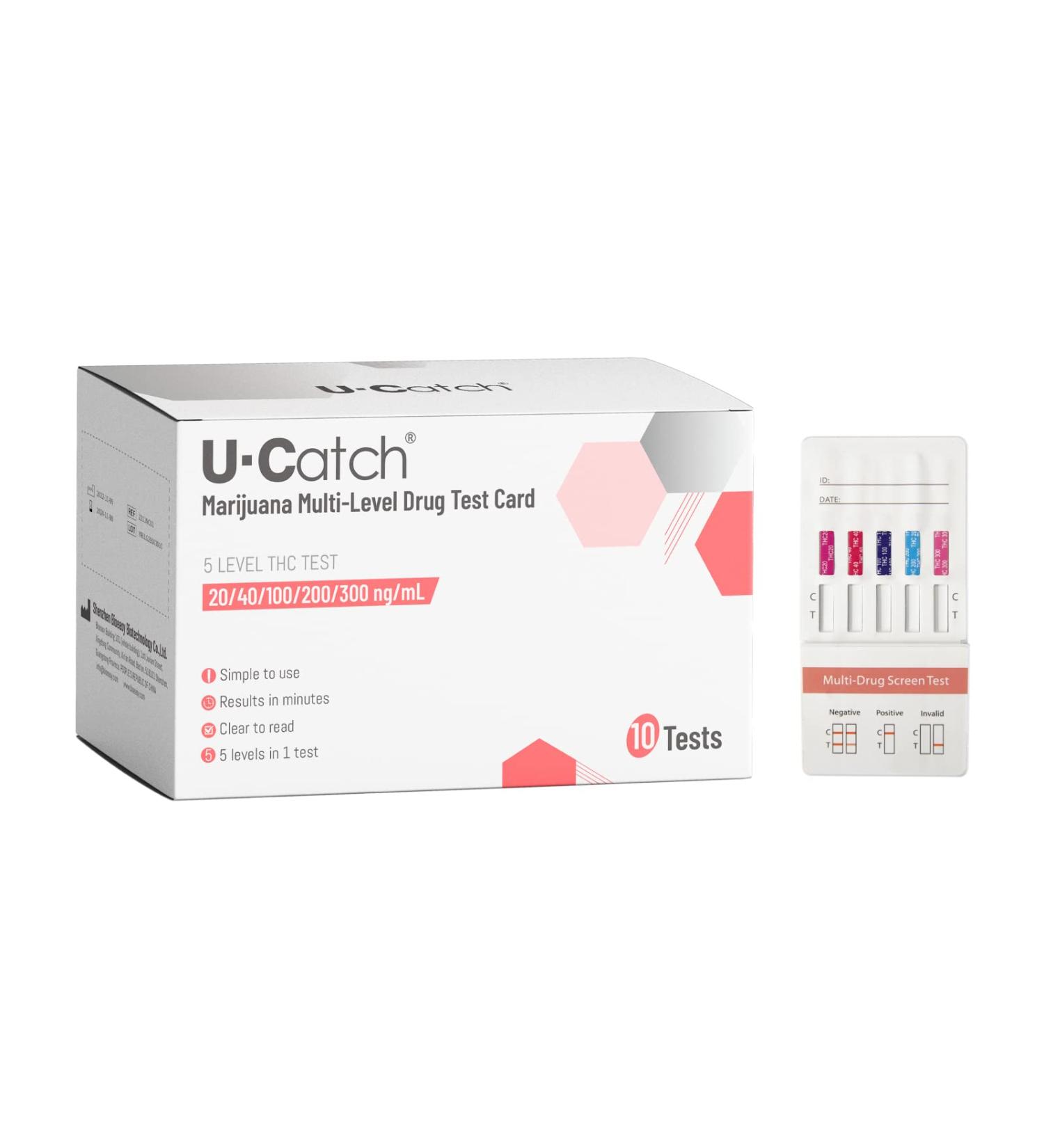 10 Pack THC Marijuana Home Urine Test Kit - Highly Sensitive Rapid Testing Card - Detects THC Levels at 20 ng/mL, 40 ng/mL, 100 ng/mL, 200 ng/mL, 300 ng/mL - Buy Online on GoSupps.com