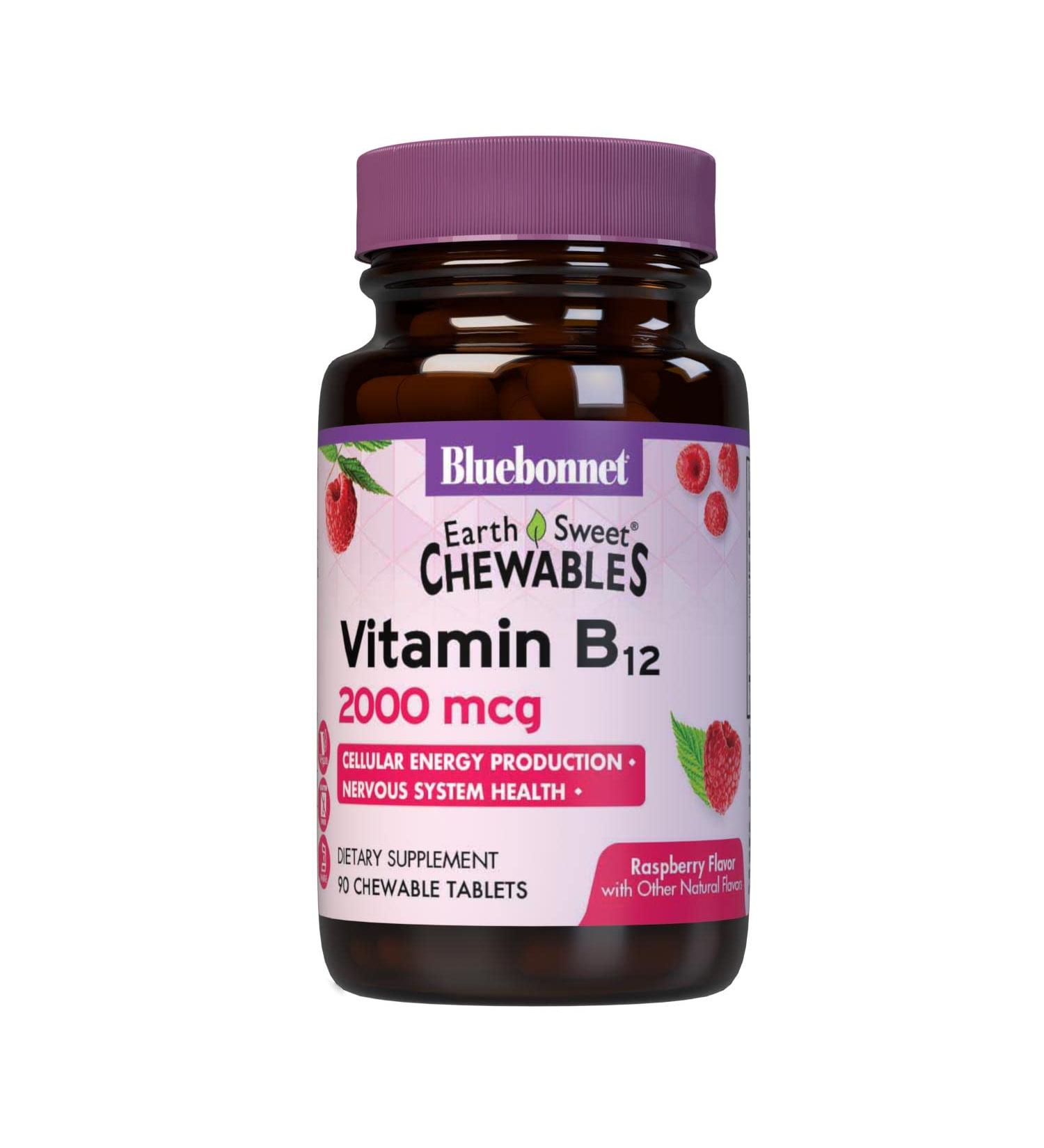 Bluebonnet Nutrition EarthSweet B12 Chewables - Raspberry 2000 mcg | 90 Chewable Tablets - Buy Online on GoSupps.com