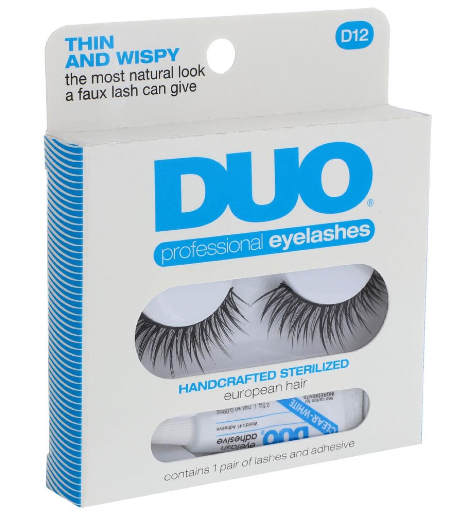 Duo Professional Eyelashes D12 - Thin & Wispy | Adhesive Included | International Shipping Available - Buy Online on GoSupps.com