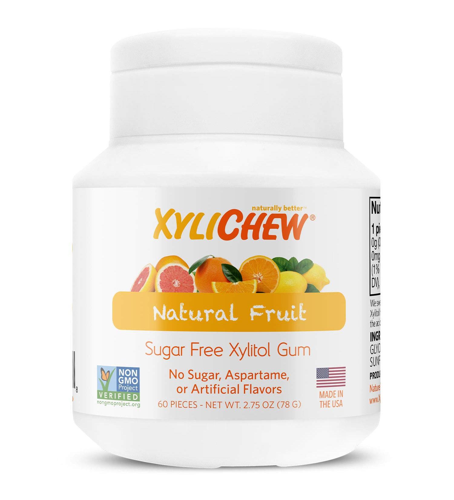 Xylichew Fruit Chewing Gum - 60 Pieces (2.75 oz) | Natural Sweetener, Sugar-Free - Buy Online on GoSupps.com