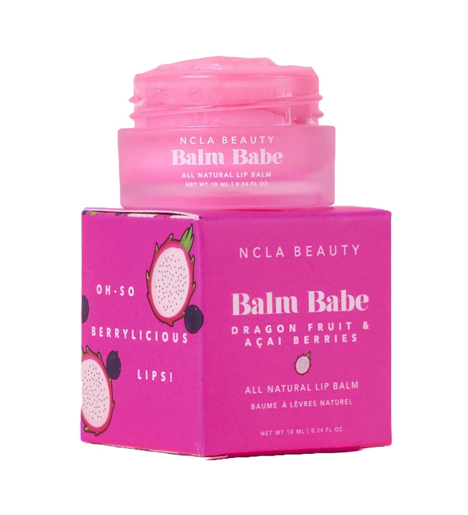 NCLA Beauty Balm Babe All Natural Lip Balm - Moisturizes Lips with Natural Oils - Infused with Vitamin C and E - Dragon Fruit Acai Berry - 0.34 oz