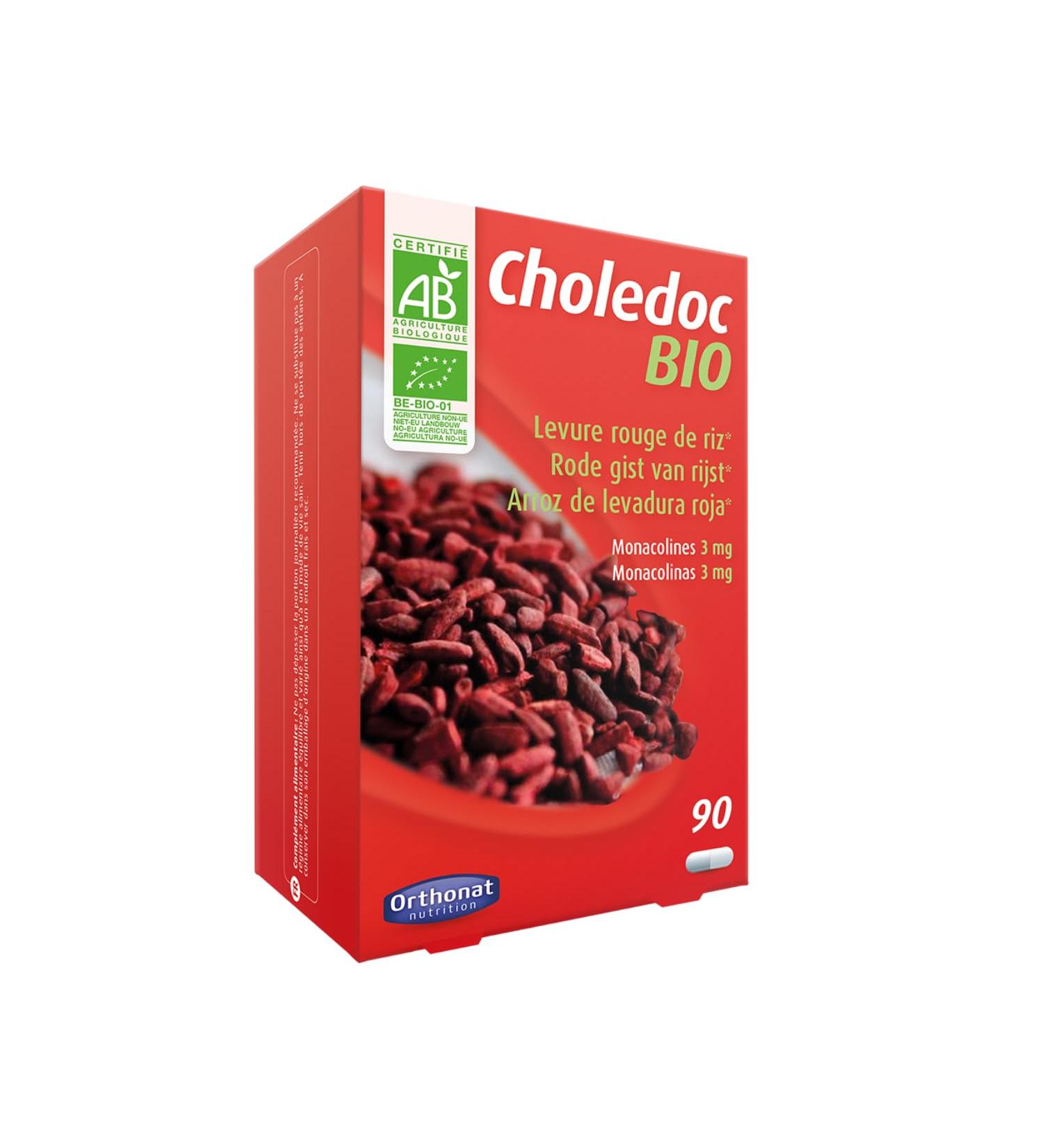 Orthonat - Choledoc Bio - Cardiovascular Wellness Dietary Supplement - 120 mg Red Rice Yeast (from Organic Agriculture) per Capsule - 90 Capsules - Buy Online on GoSupps.com