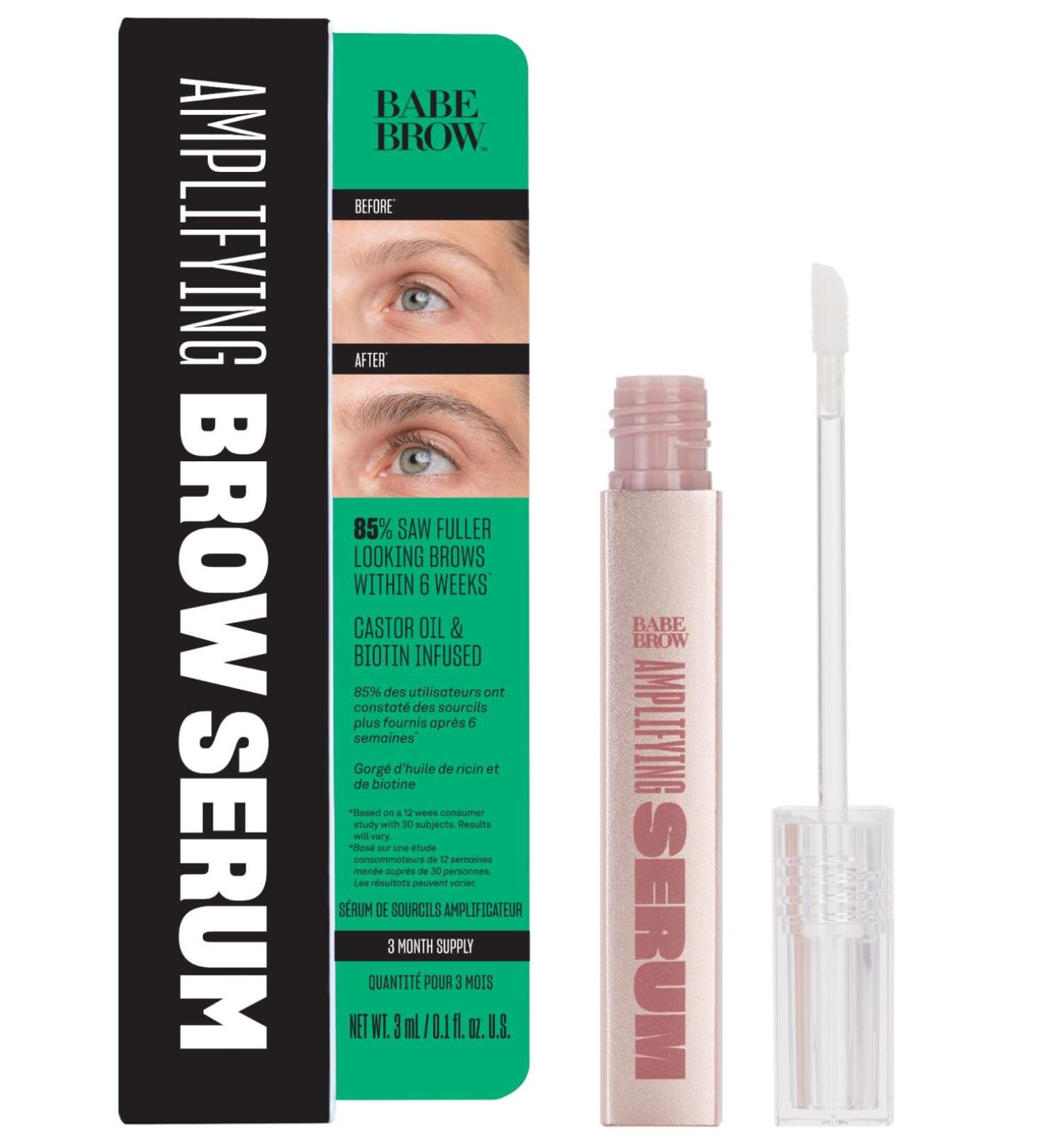 Babe Original Babe Brow Amplifying Serum - Fuller & Thicker Looking Eyebrows Brow Enhancing Serum with Castor Oil Biotin Repairing Amino Acids | 3mL 4-month Supply - Buy Online on GoSupps.com