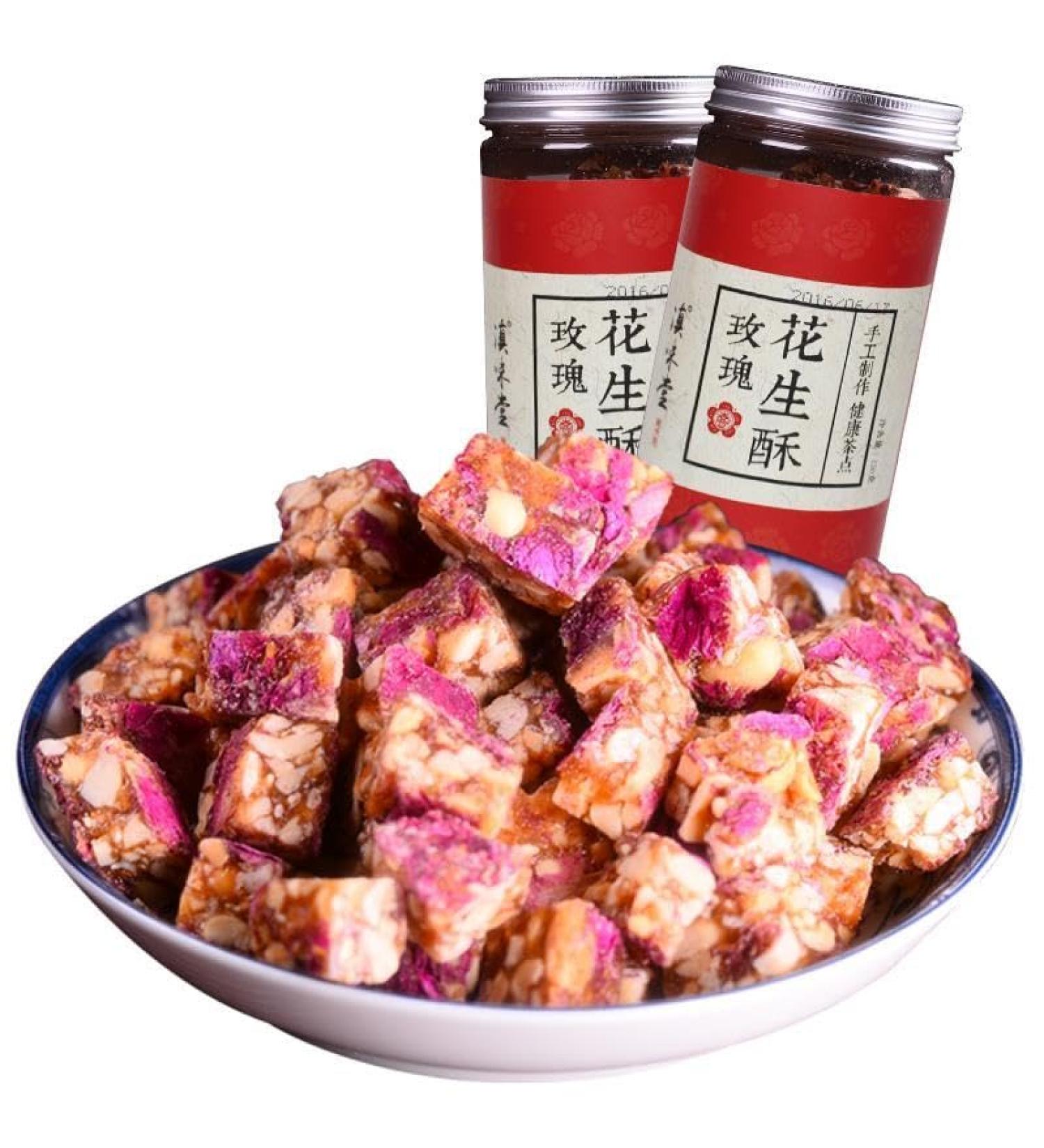 Rose peanut cake 220G/can Sweets Gifts Healthy and nutritious snacks leisure snack candy snowflake cake delicious snack gifts Dim sum cakes desserts Chinese specialty snacks (3can) - Buy Online on GoSupps.com