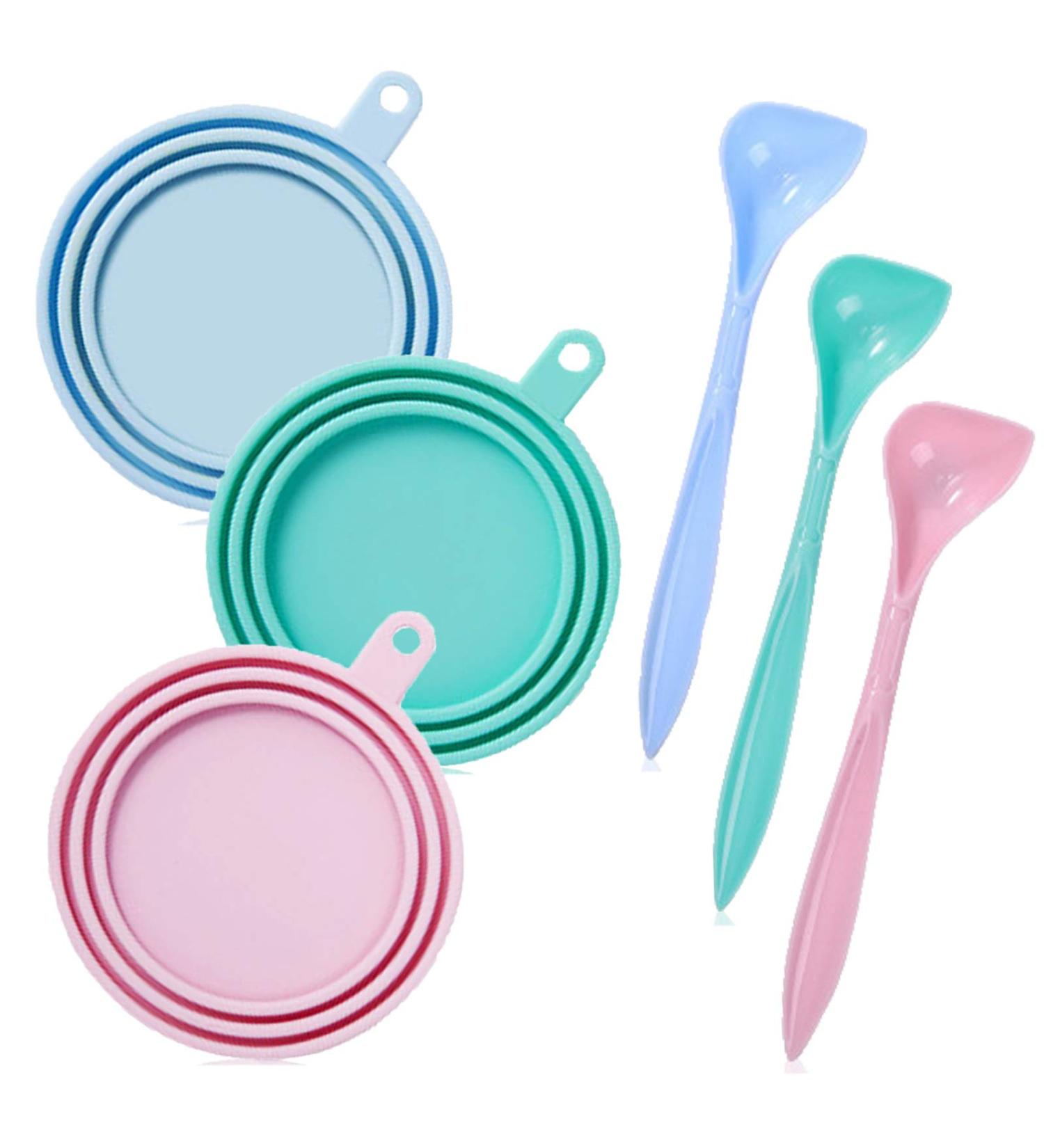Silicone Pet Can Covers & Spoons Set - Universal, BPA Free, Dishwasher Safe (3 Pack) | WAFJAMF - Buy Online on GoSupps.com