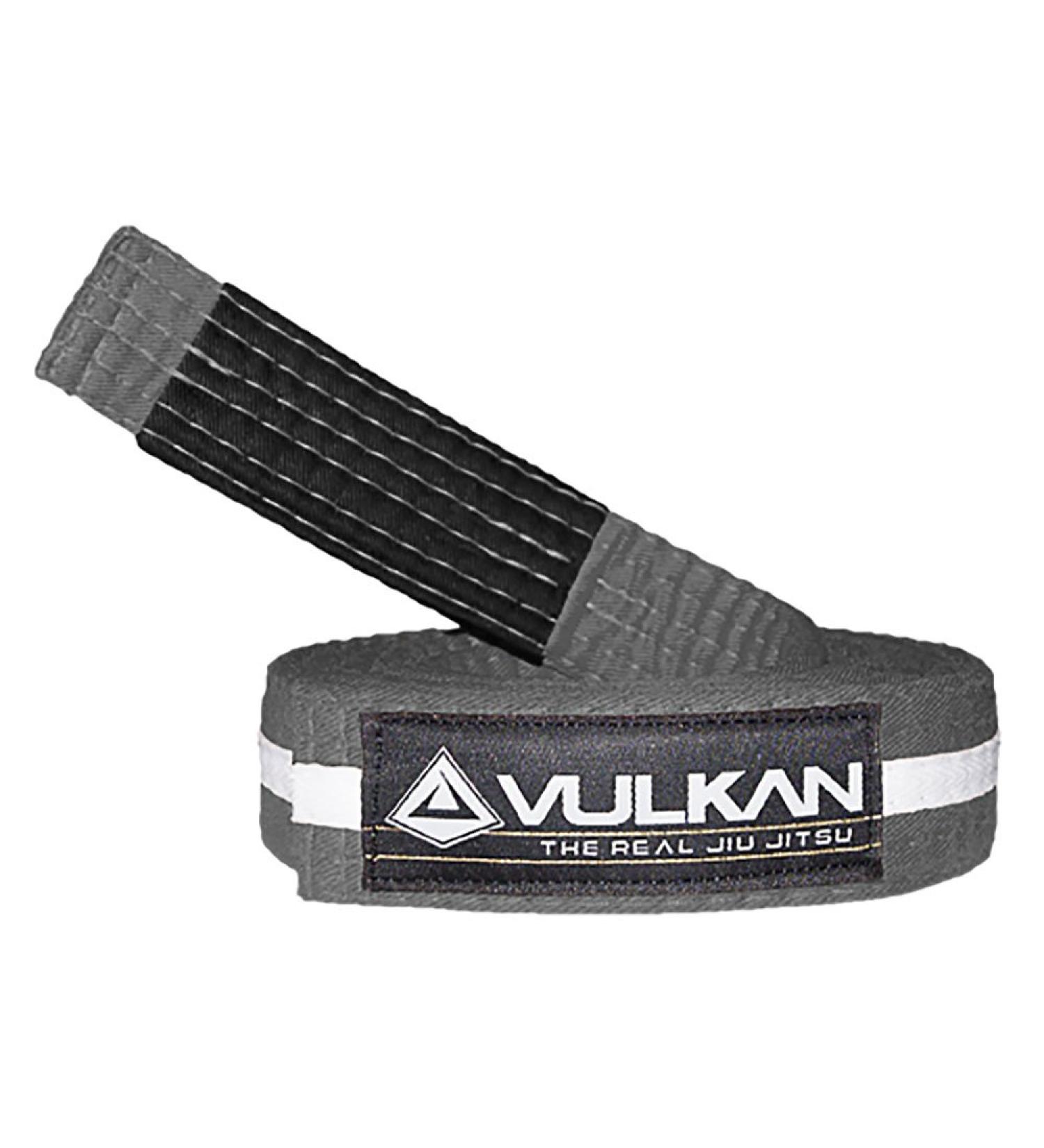 Vulkan Fight Company Brazilian Jiu Jitsu, BJJ Kids Belt for Martial Arts Sports, Grey White, M3